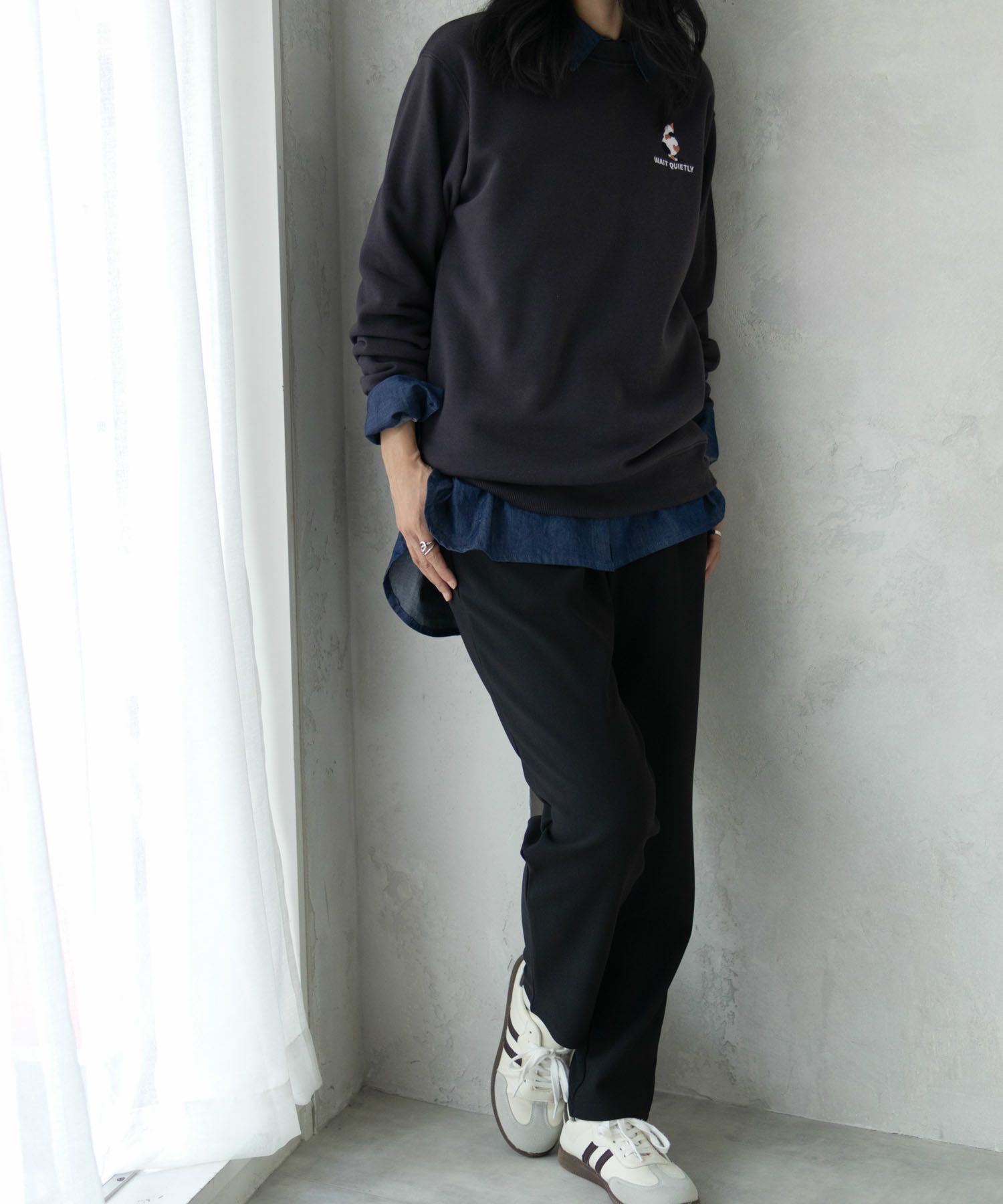 NAVY ボンディングテーパードパンツ レディース