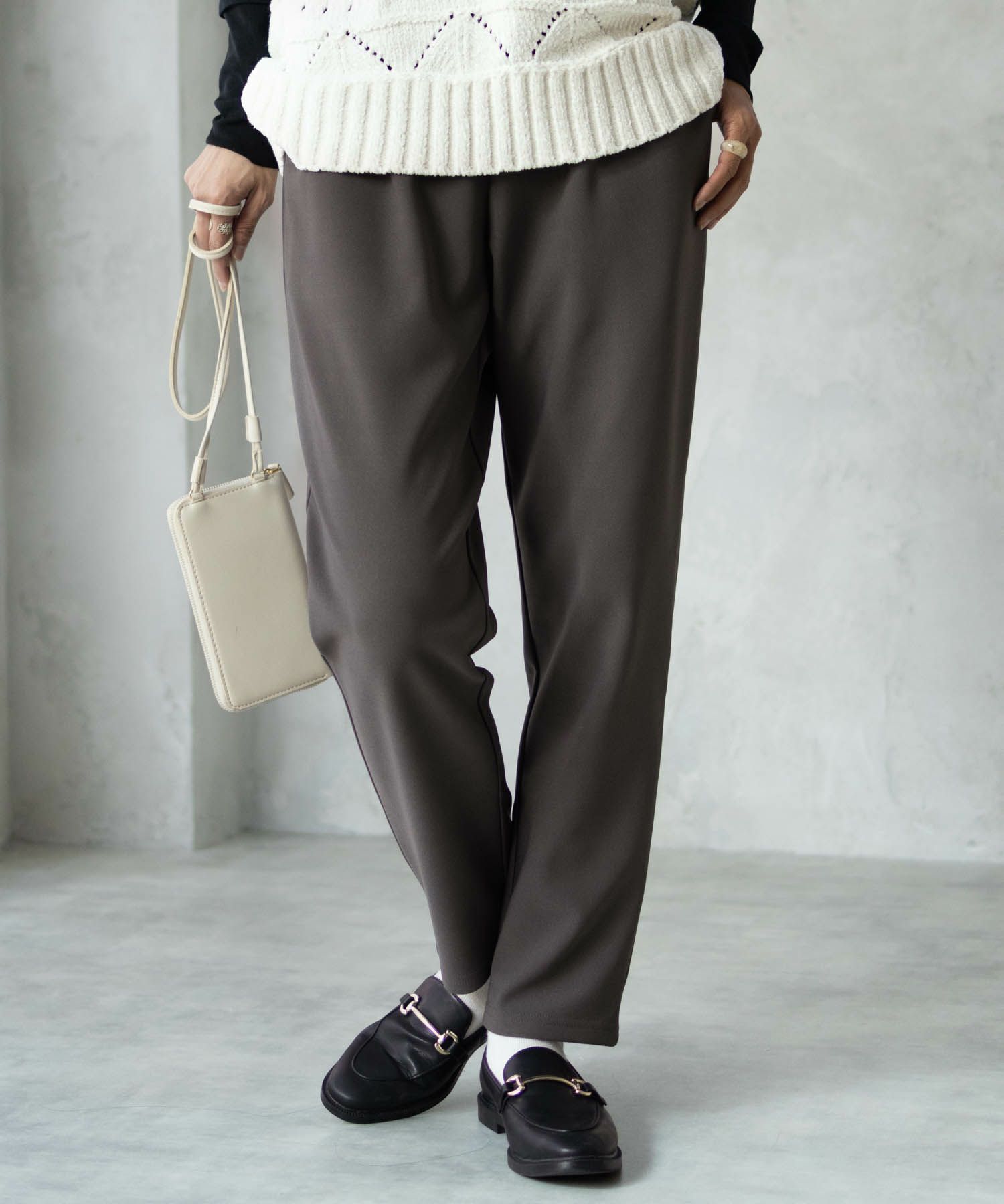 NAVY ボンディングテーパードパンツ レディース商品画像-6