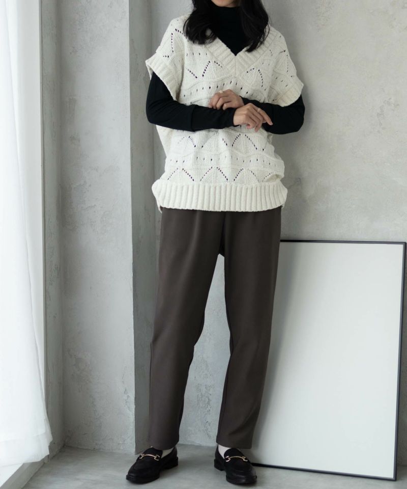 NAVY  ボンディングテーパードパンツ レディース商品画像-9