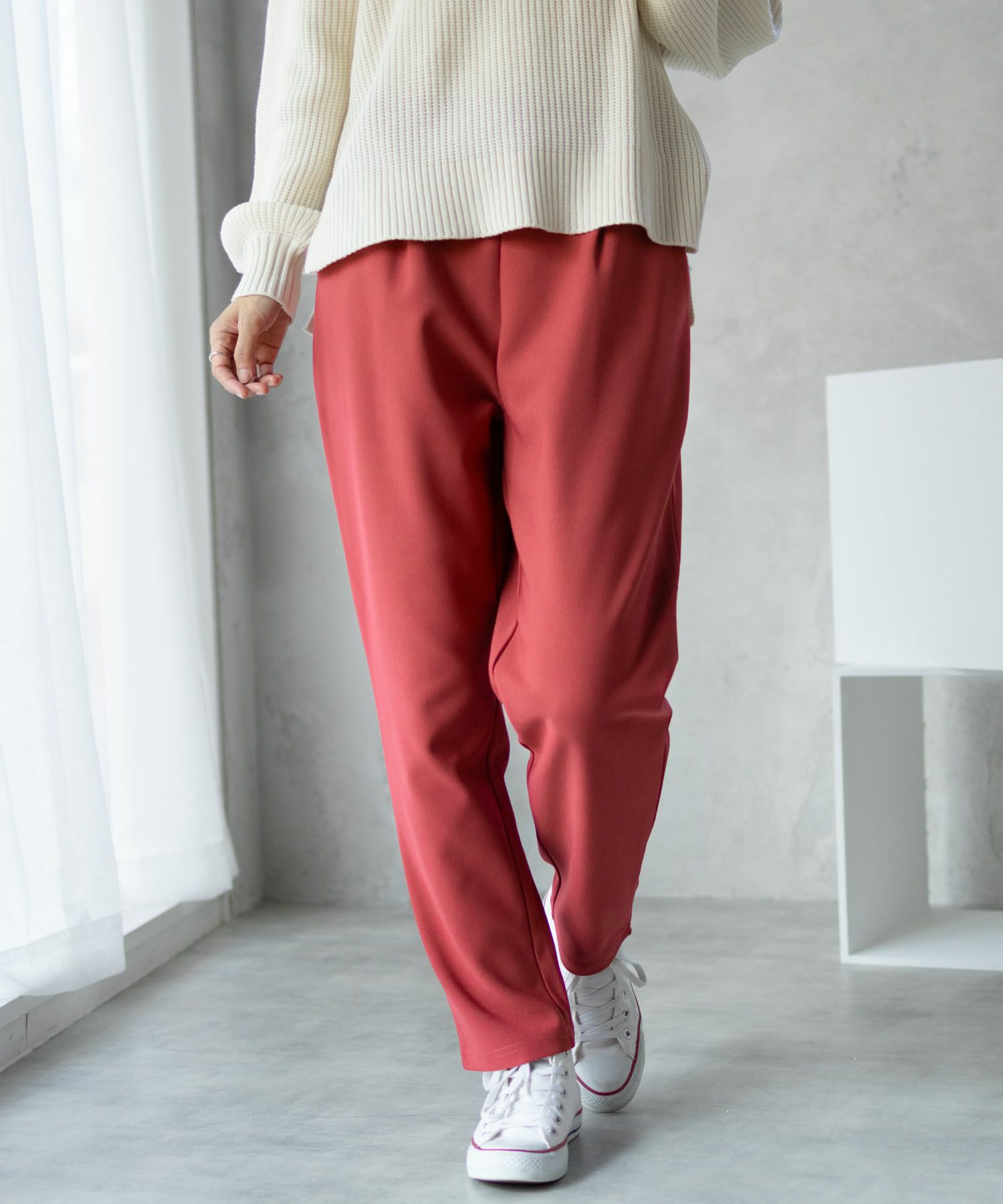 NAVY ボンディングテーパードパンツ レディース