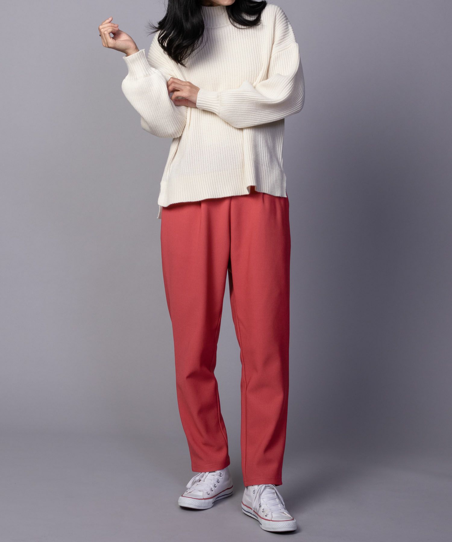 NAVY ボンディングテーパードパンツ レディース