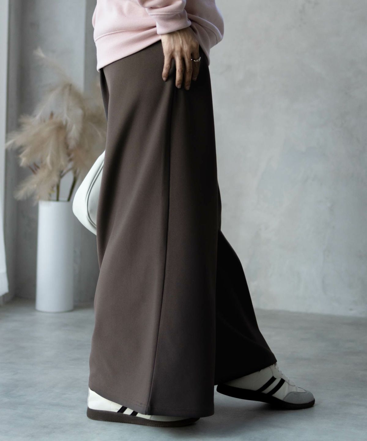 NAVY ボンディングワイドパンツ レディース