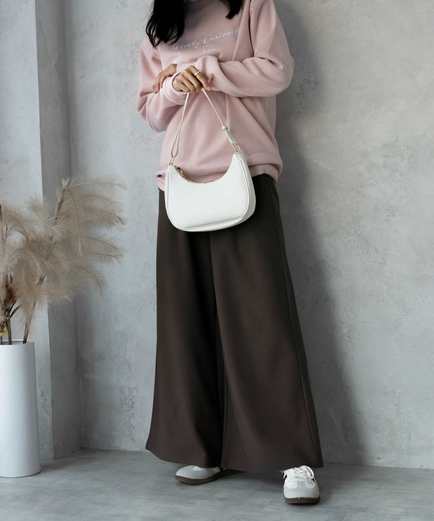 NAVY ボンディングワイドパンツ レディース