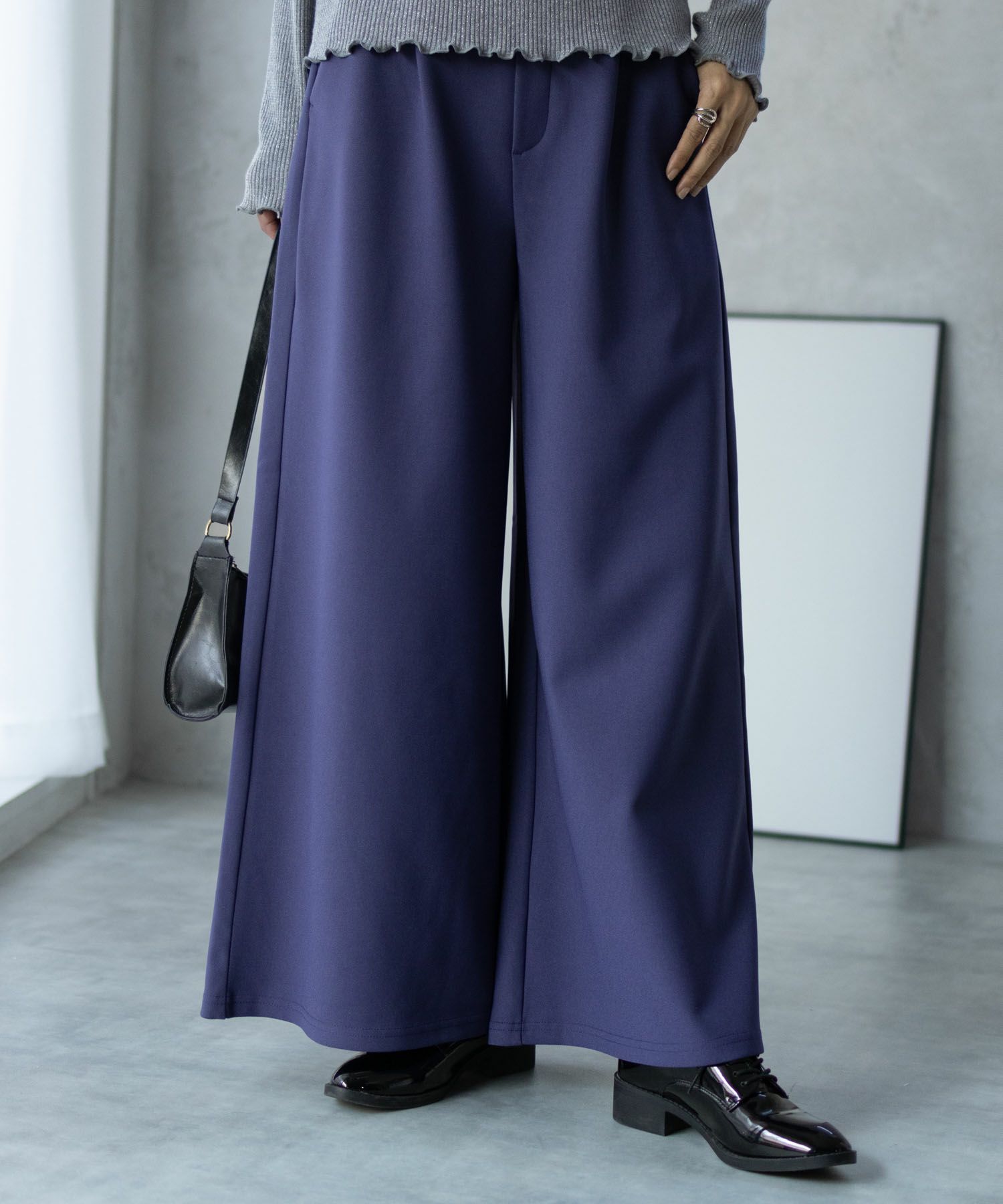 NAVY ボンディングワイドパンツ レディース
