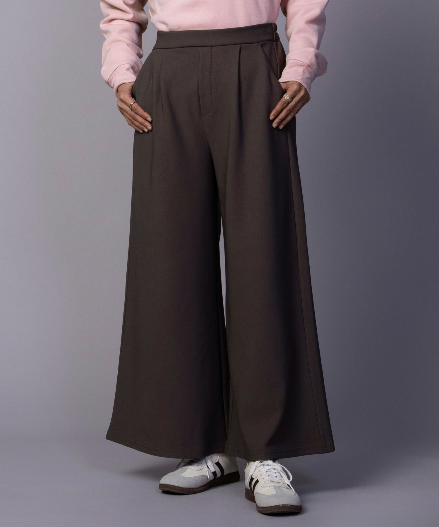 NAVY ボンディングワイドパンツ レディース