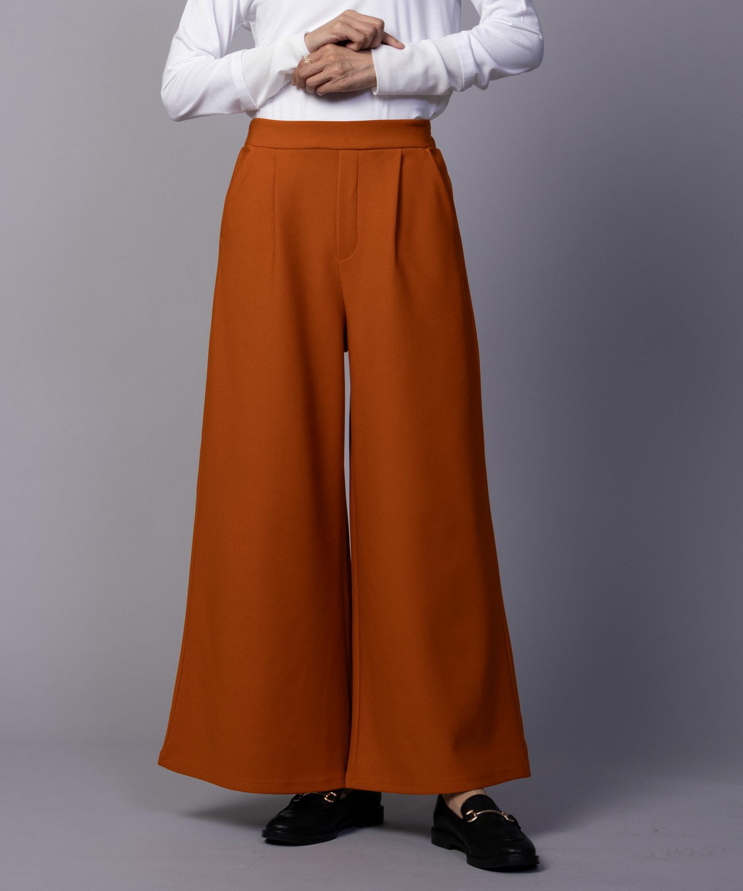 NAVY ボンディングワイドパンツ レディース