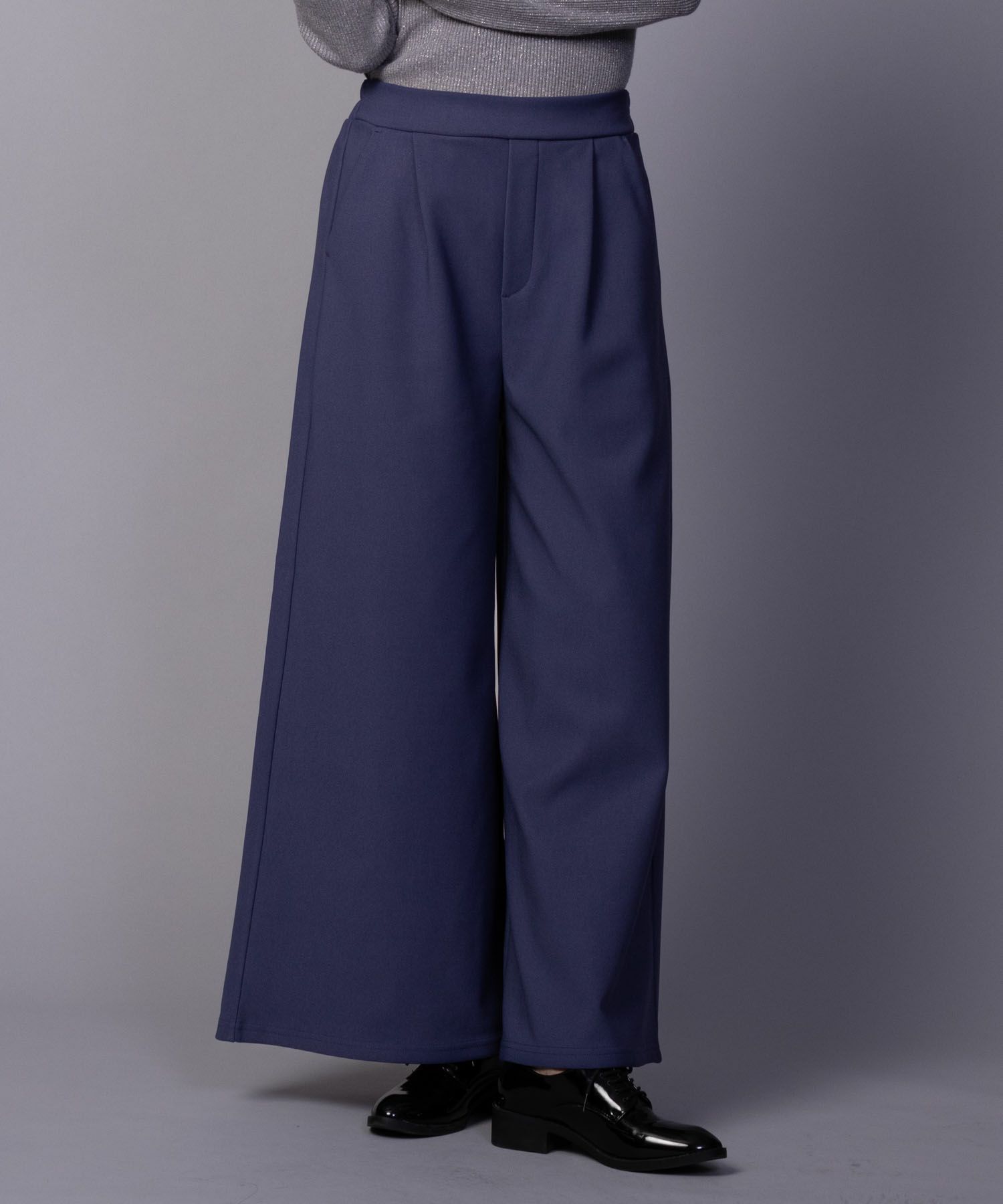 NAVY ボンディングワイドパンツ レディース