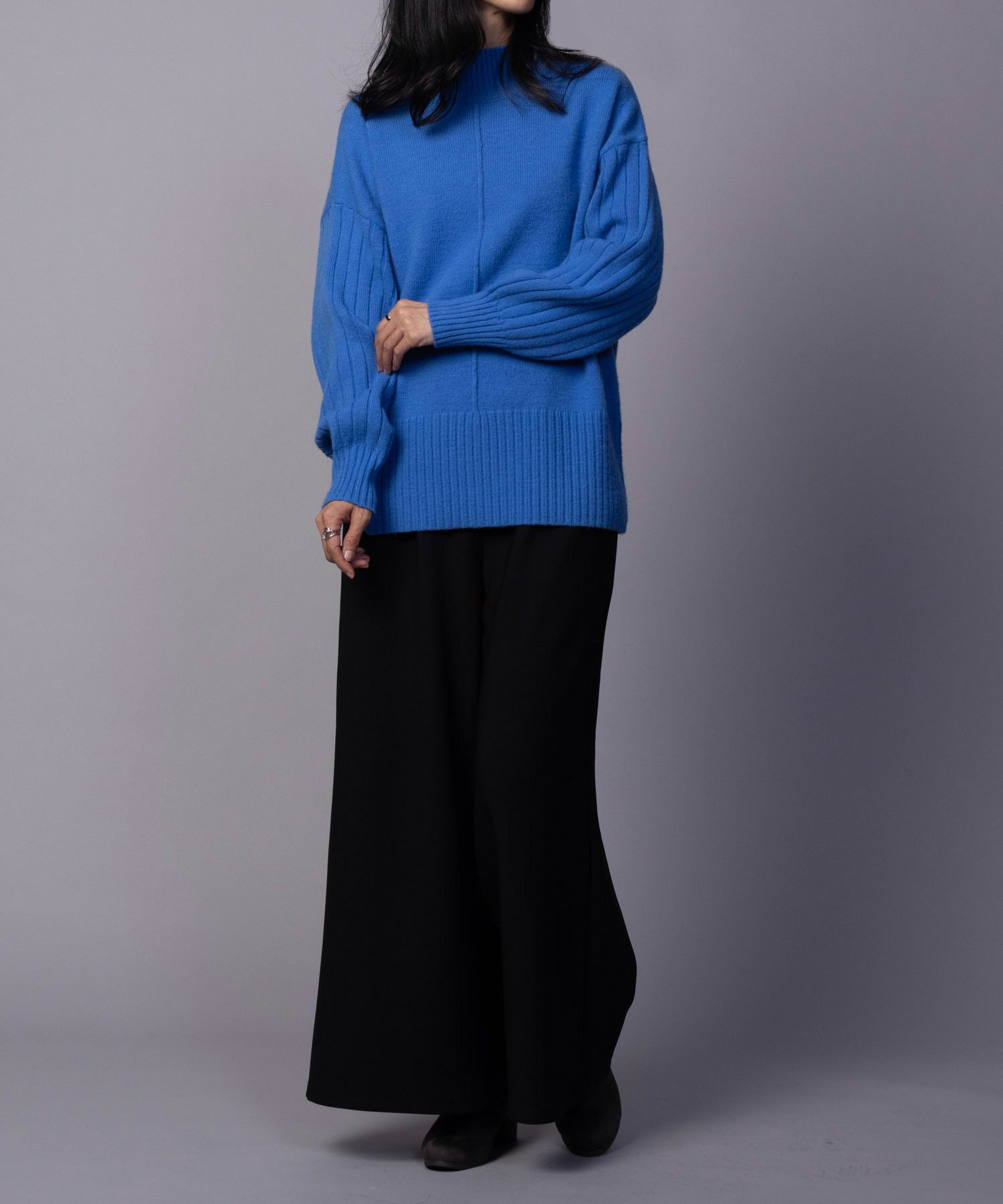 NAVY ボンディングワイドパンツ レディース