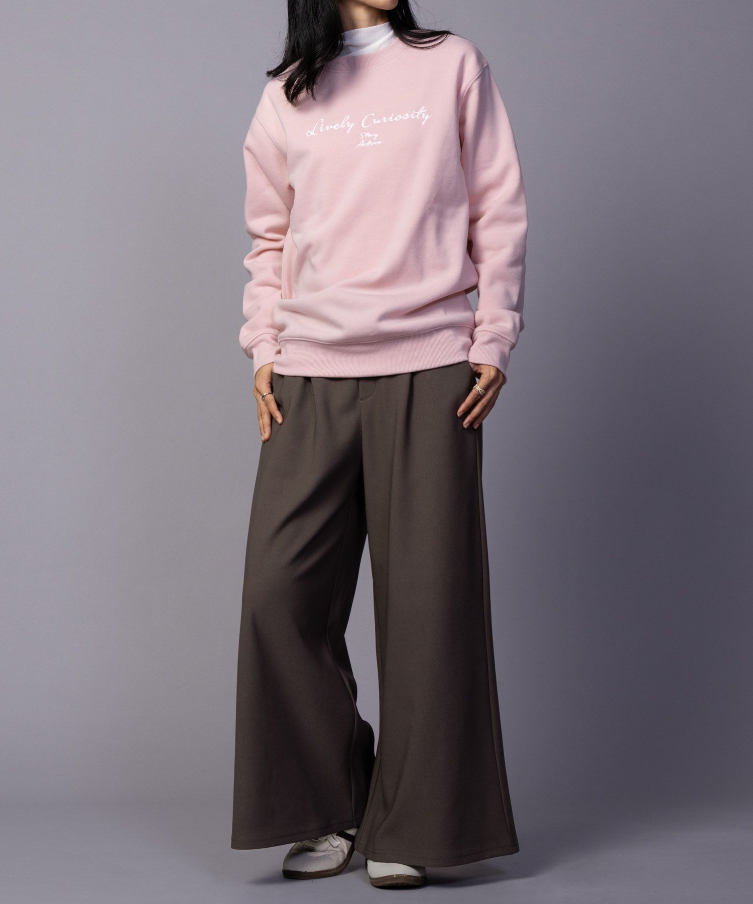 NAVY ボンディングワイドパンツ レディース