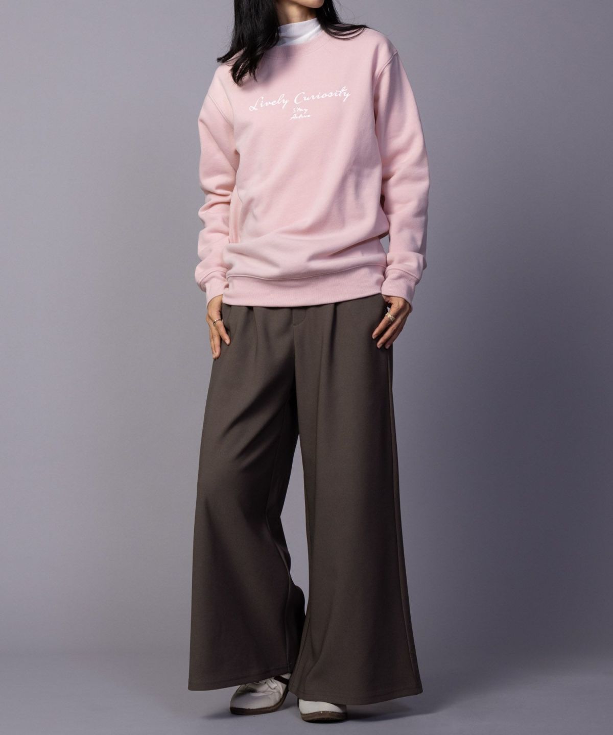 NAVY ボンディングワイドパンツ レディース