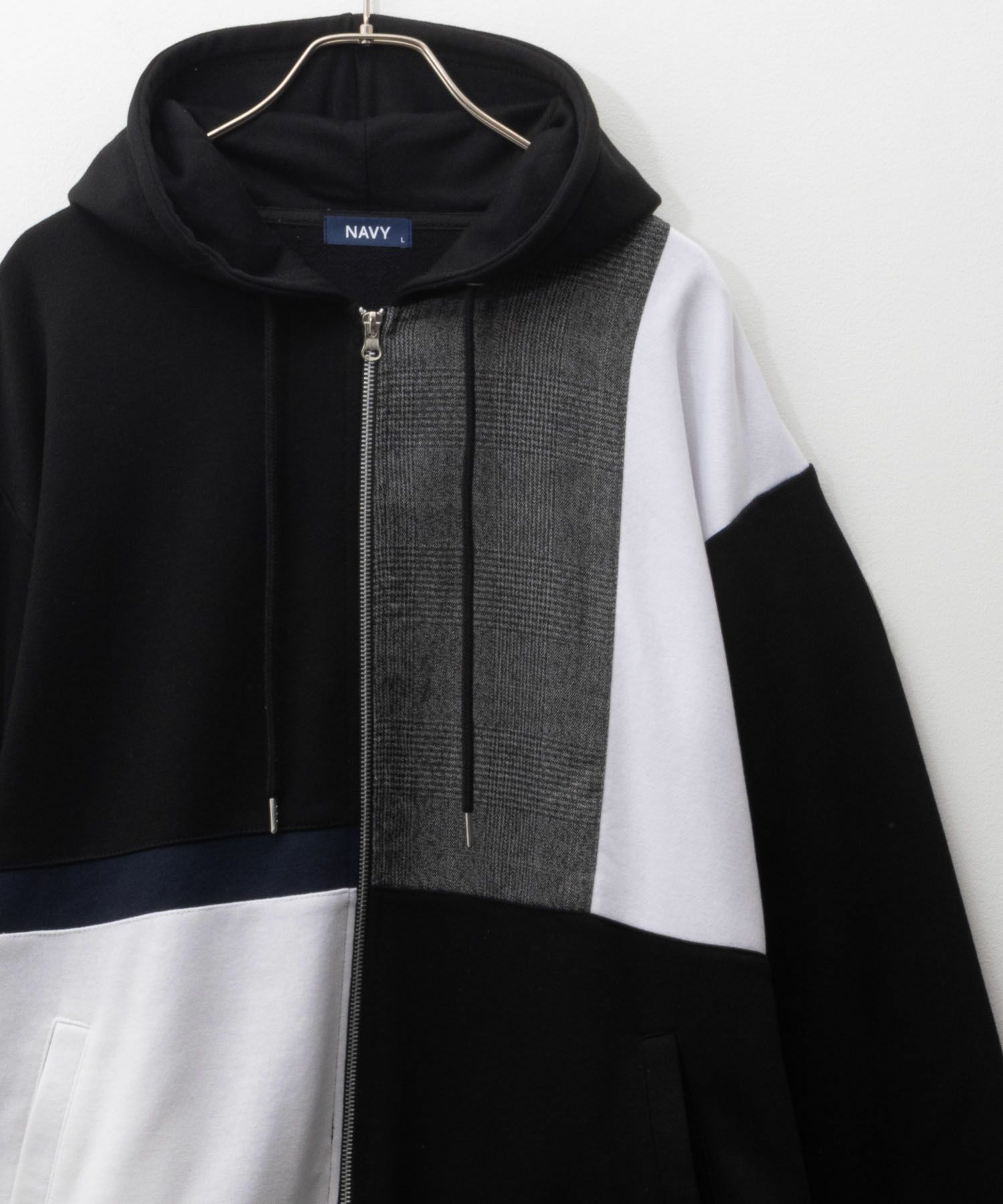 NAVY  切替ジップパーカー メンズ商品画像-1
