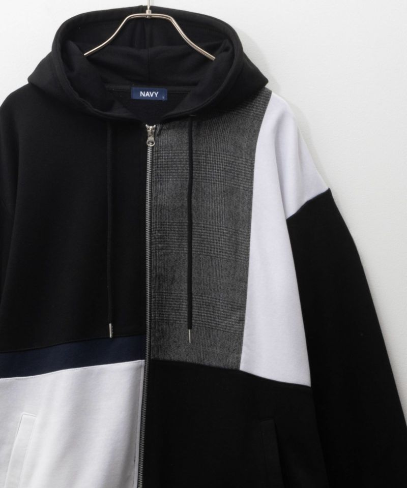 NAVY  切替ジップパーカー メンズ商品画像-1
