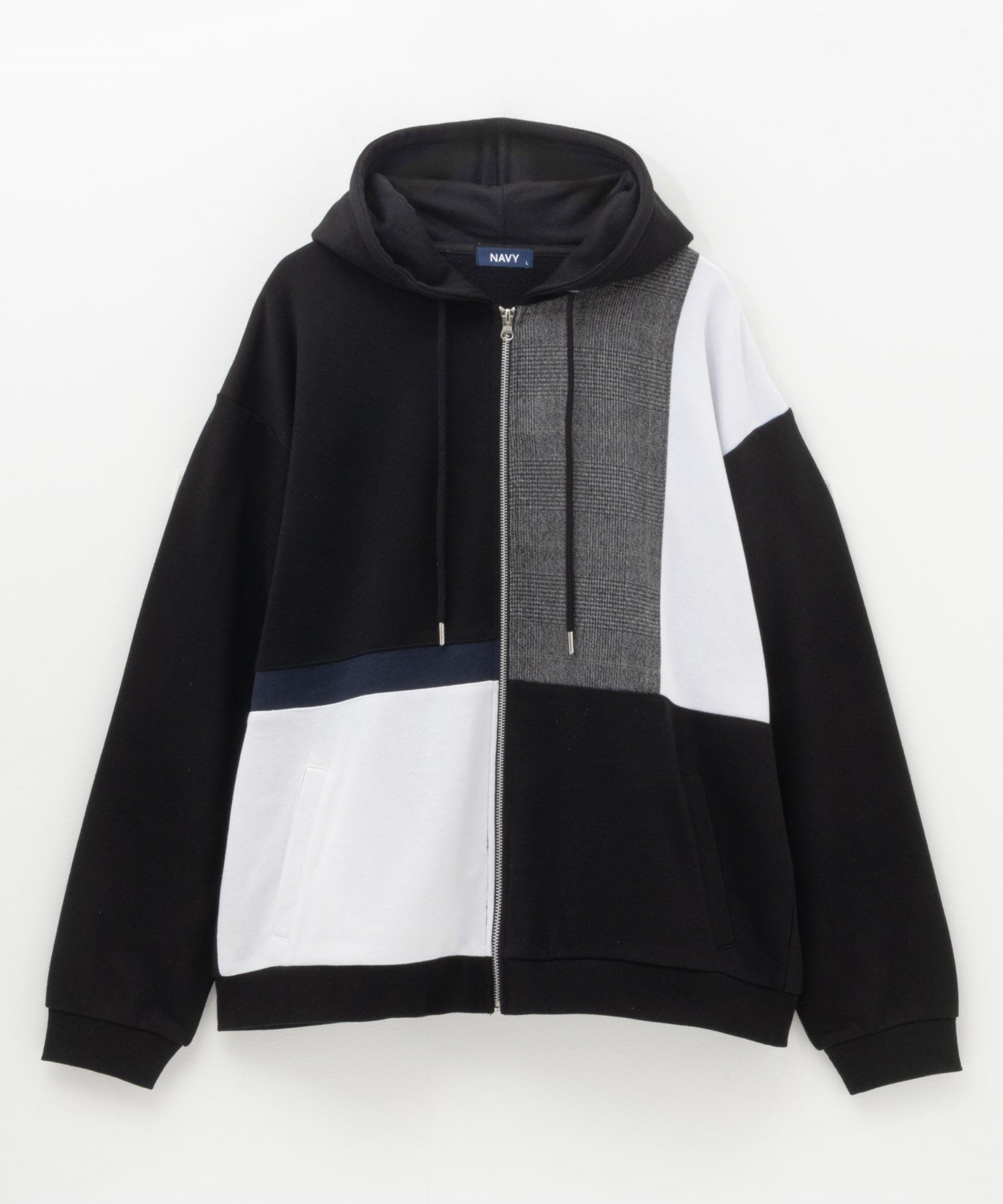 NAVY  切替ジップパーカー メンズ商品画像-3