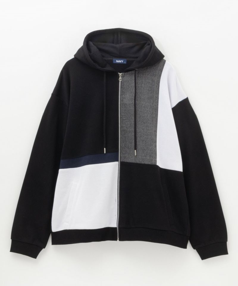 NAVY  切替ジップパーカー メンズ商品画像-3
