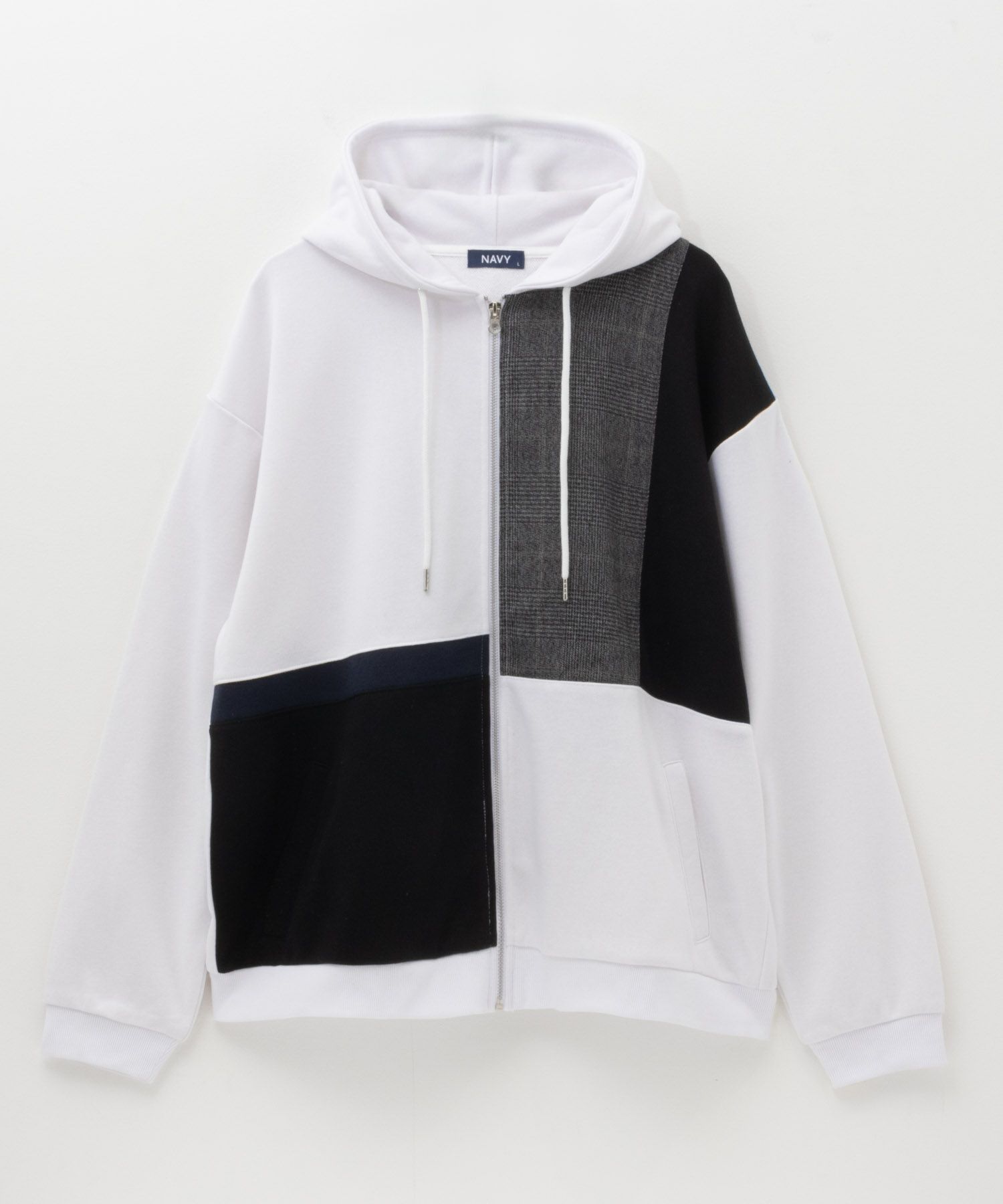 NAVY  切替ジップパーカー メンズ商品画像-5