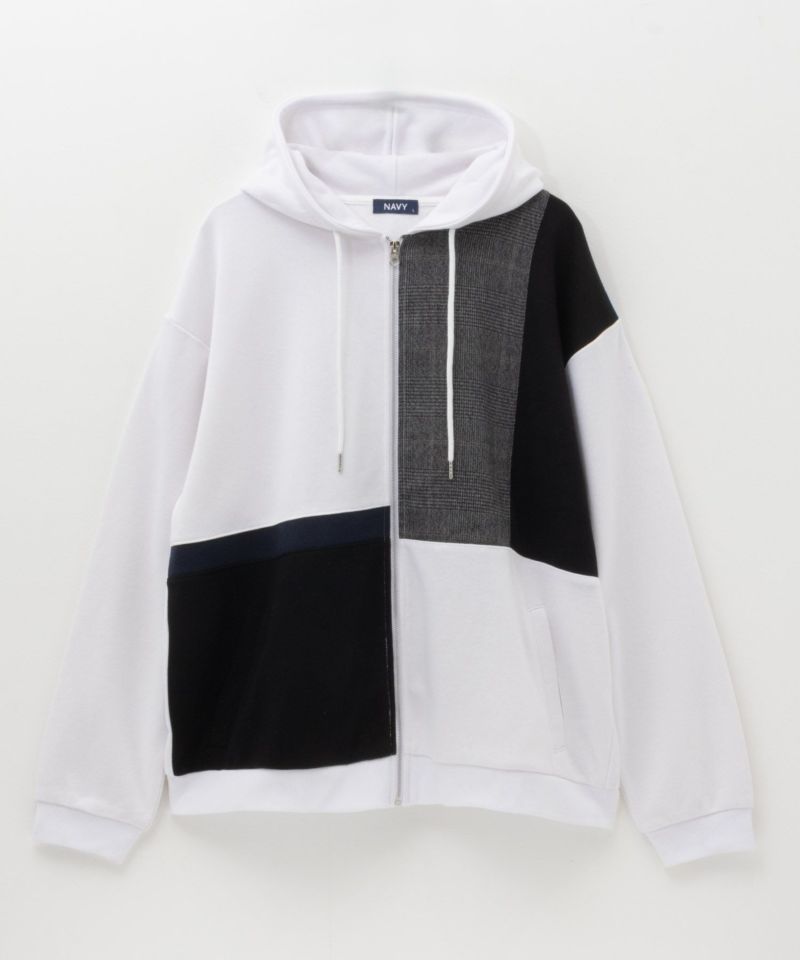 NAVY  切替ジップパーカー メンズ商品画像-5