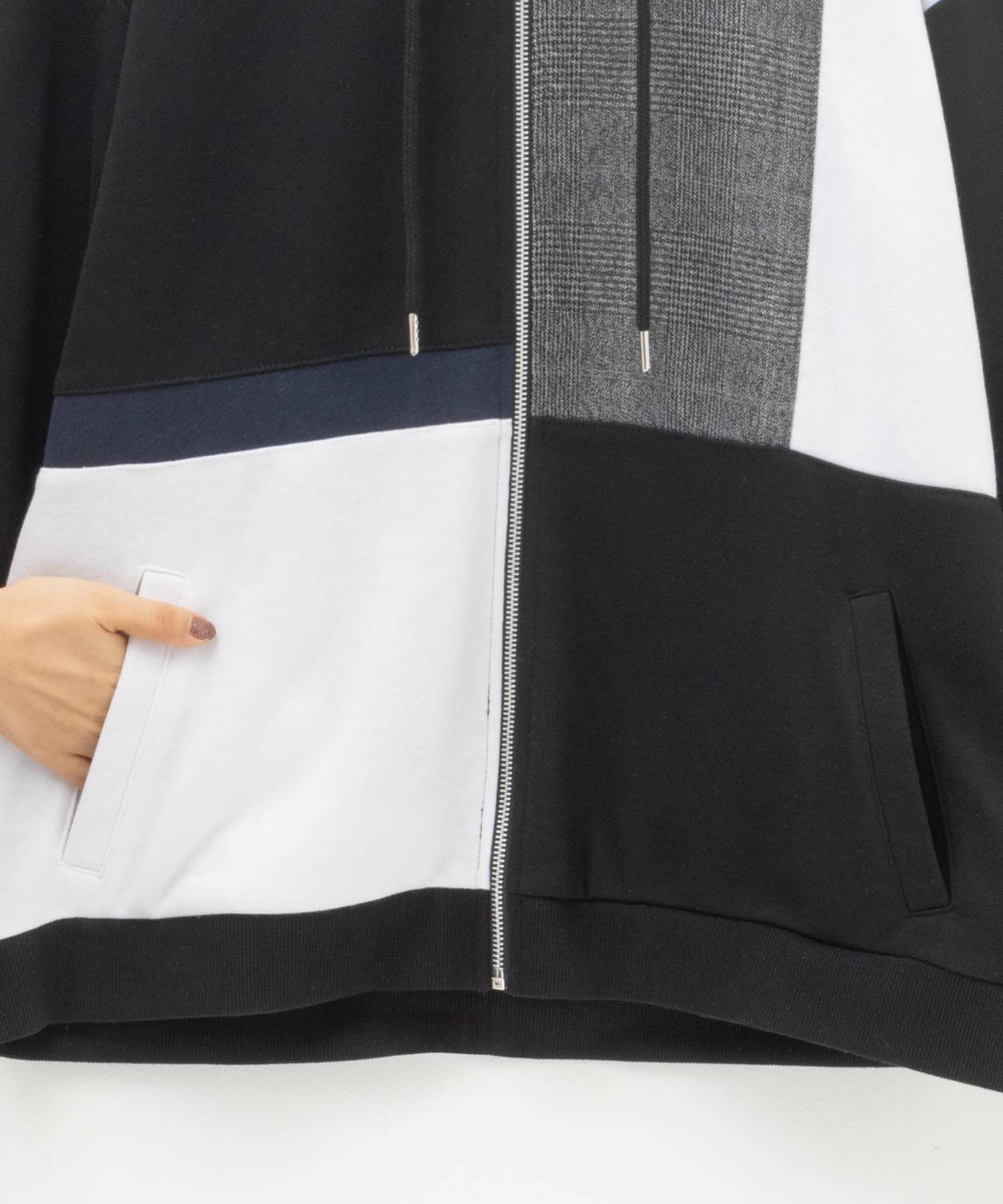 NAVY  切替ジップパーカー メンズ商品画像-9