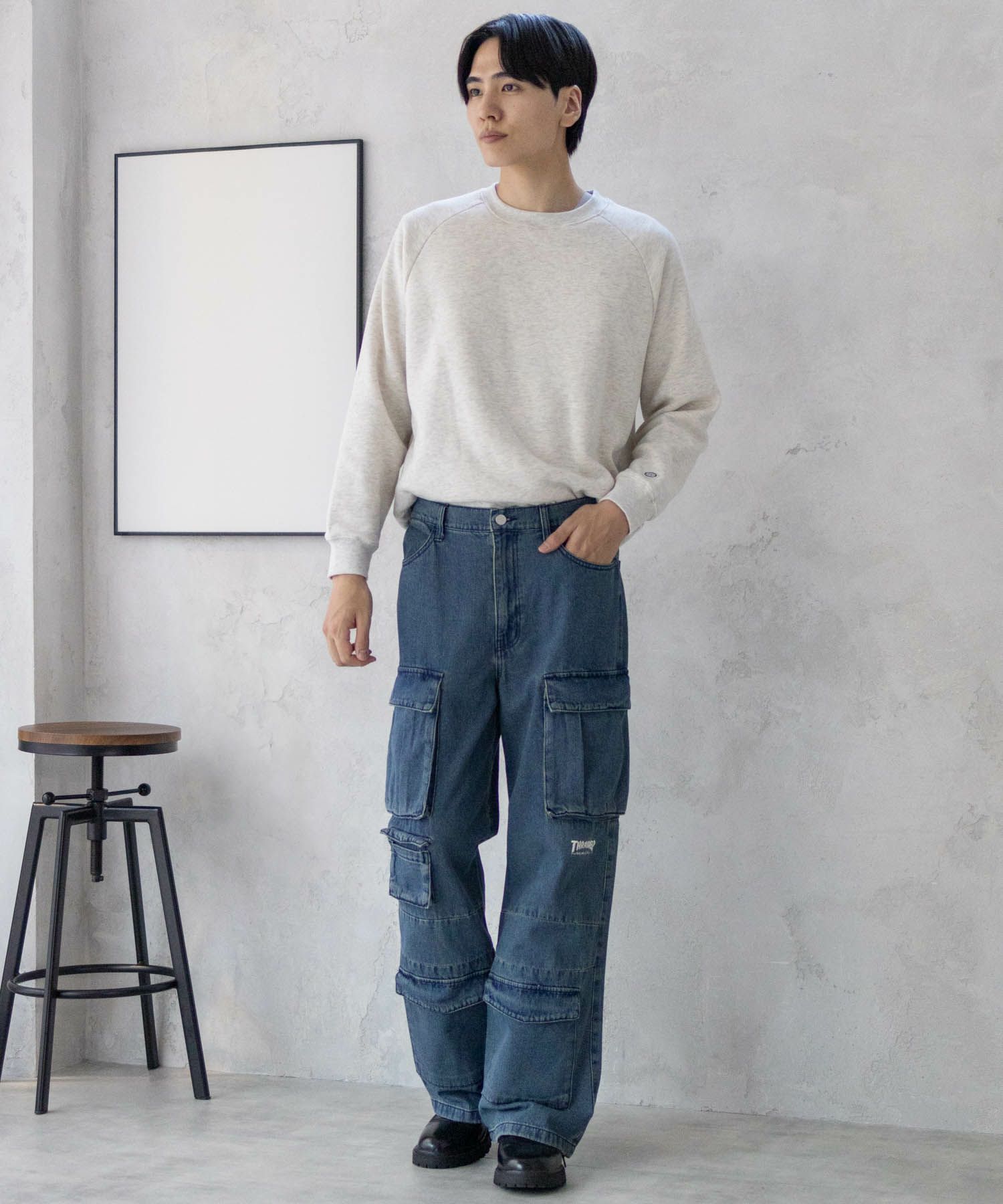 THRASHER 9ポケットデニムカーゴパンツ メンズ