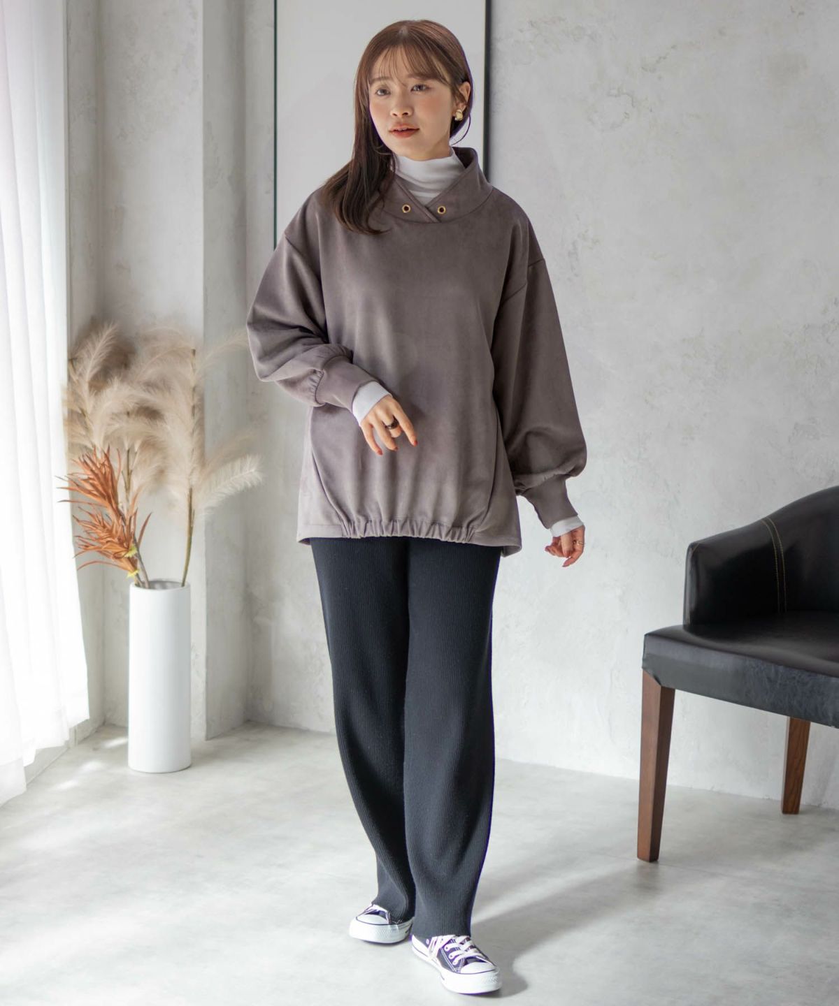 HusHusH カットスエードハイネック レディース