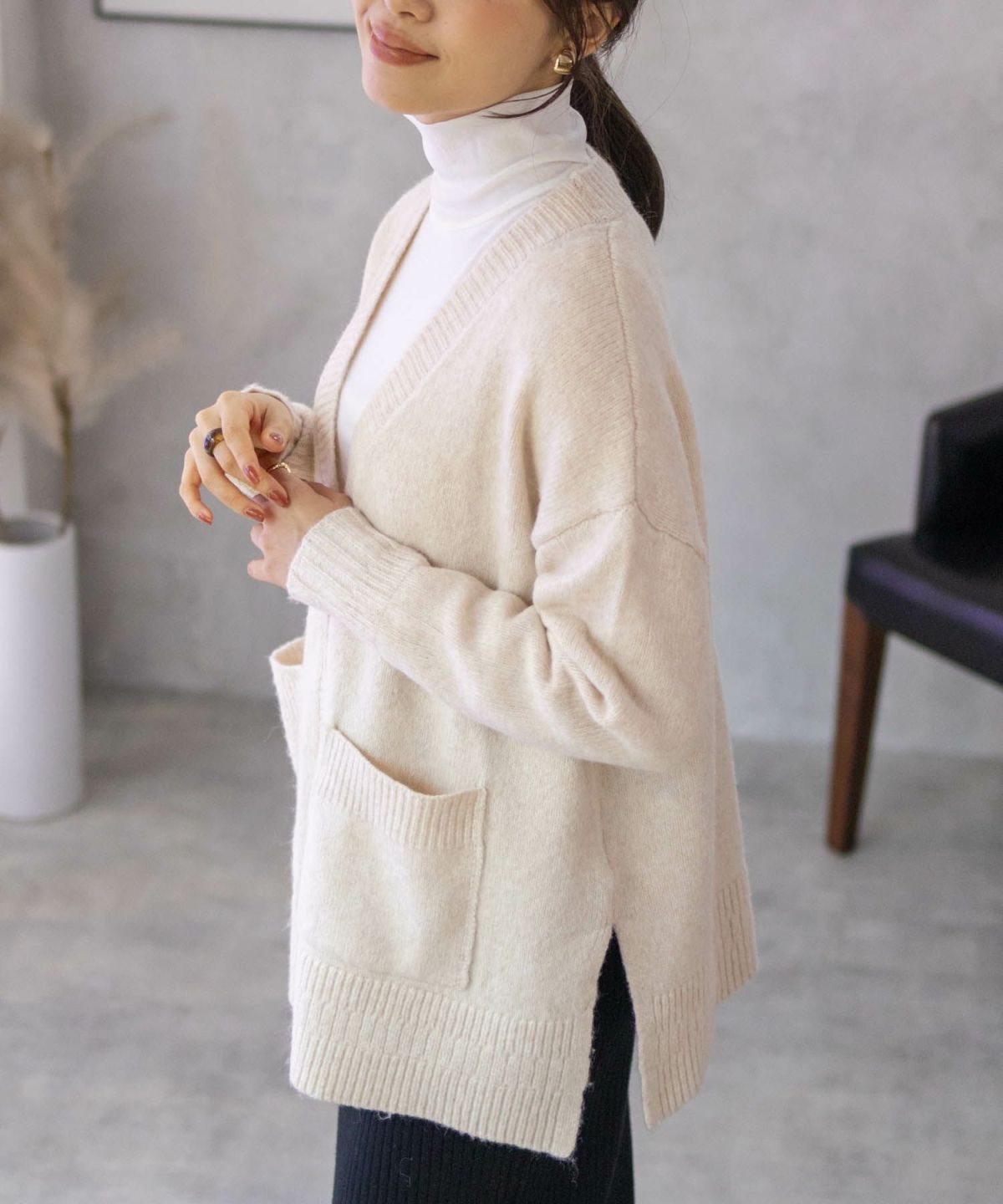 HusHusH 杢ロングカーディガン レディース