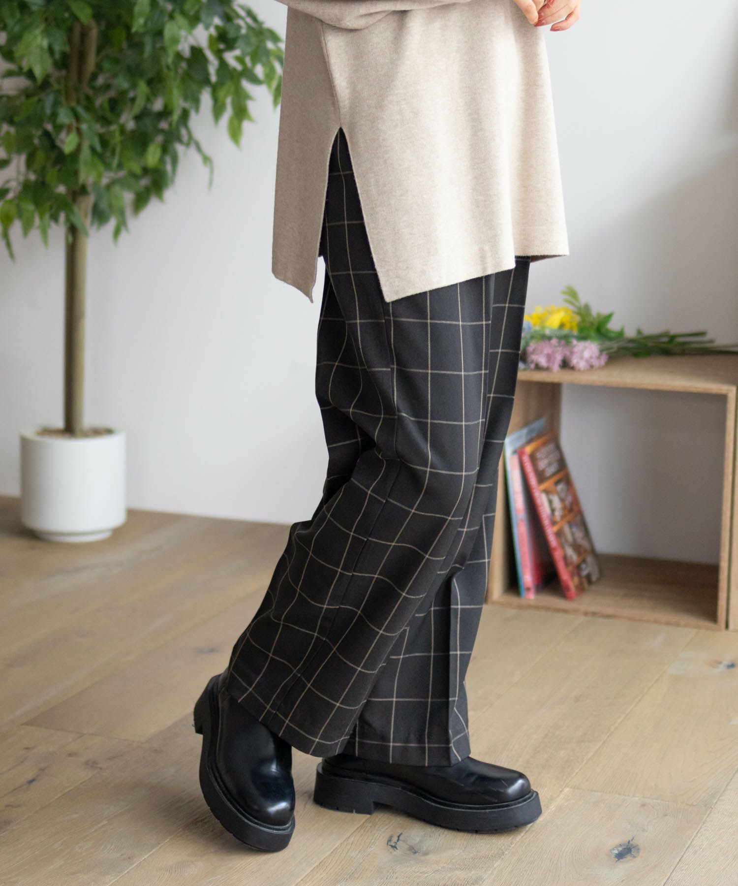 HusHusH  チェックワイドパンツ レディース商品サムネイル-3