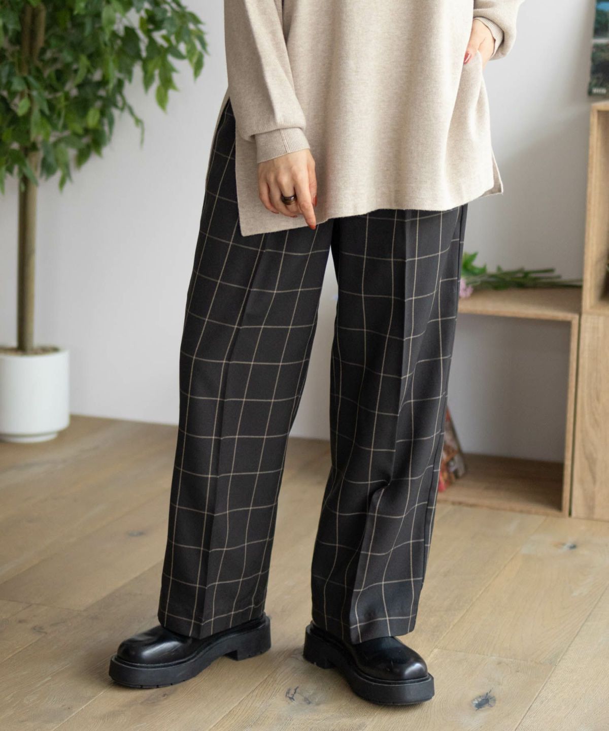 HusHusH チェックワイドパンツ レディース