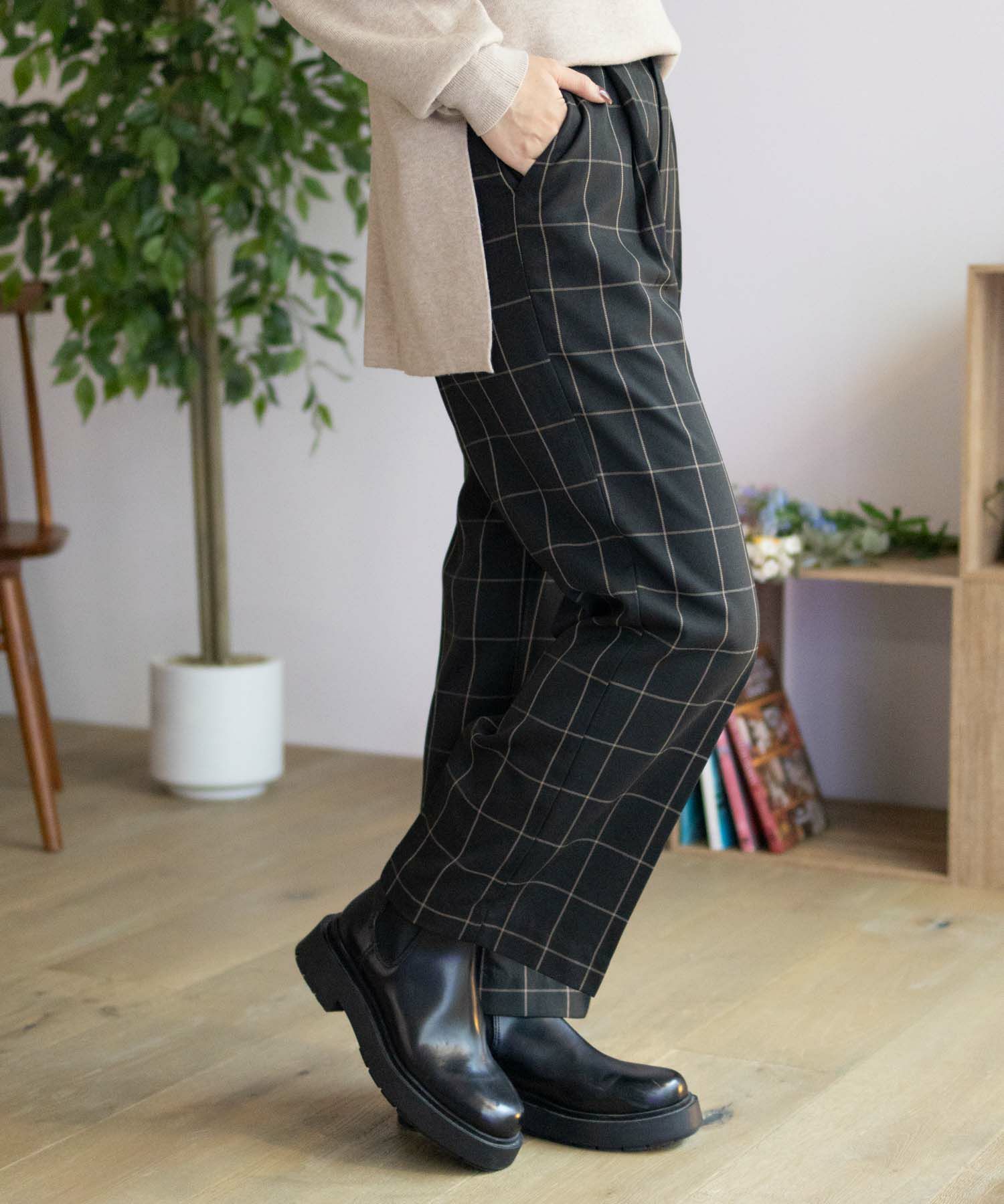 HusHusH チェックワイドパンツ レディース
