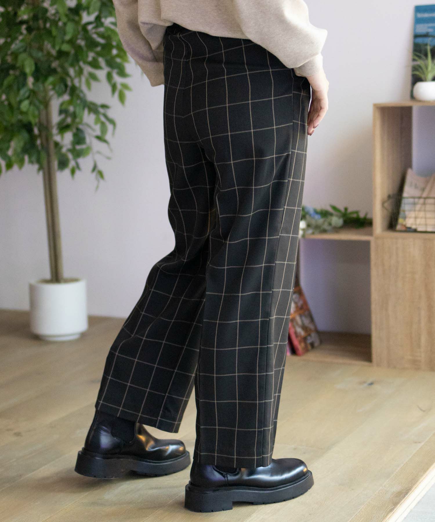 HusHusH チェックワイドパンツ レディース