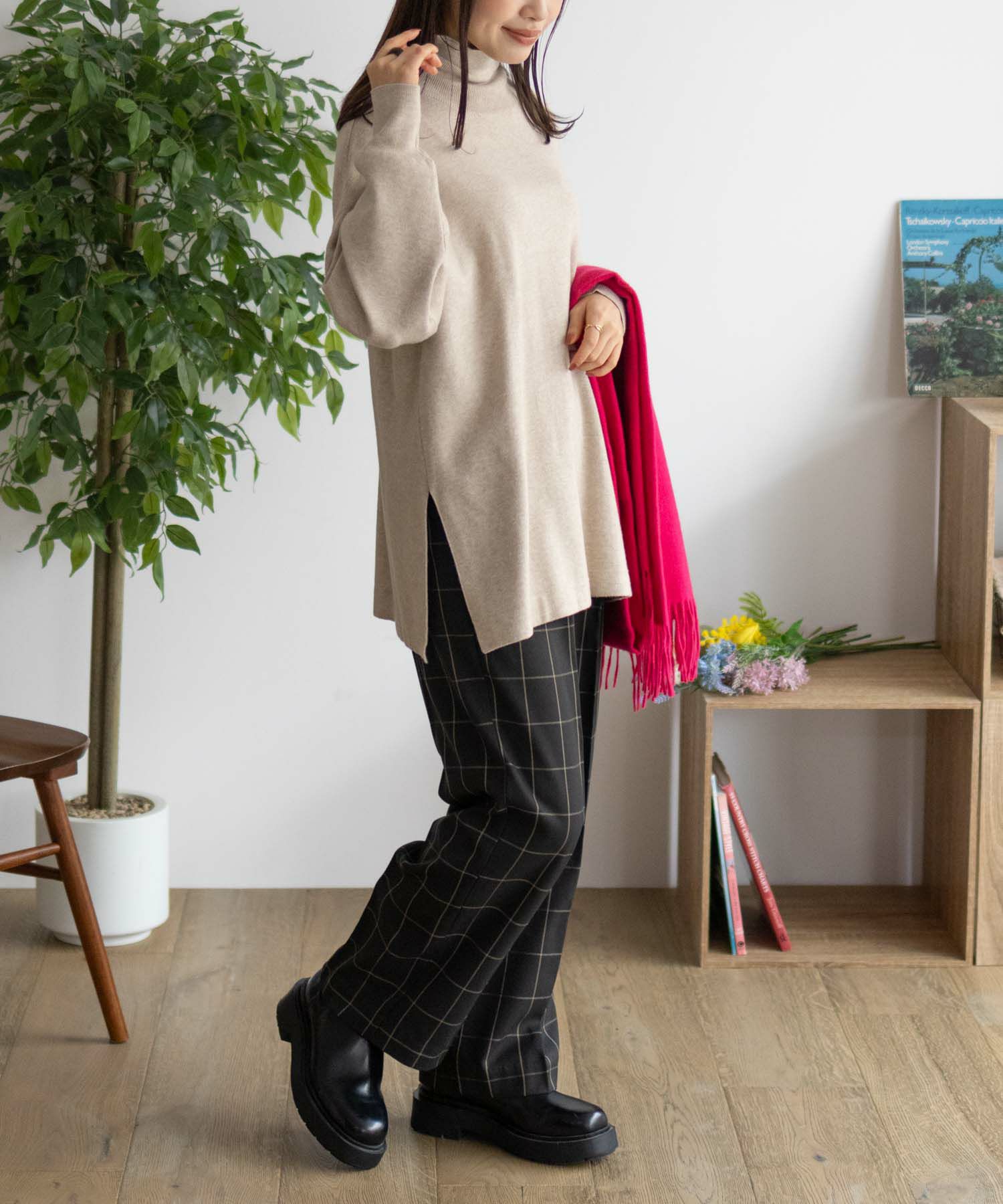 HusHusH チェックワイドパンツ レディース