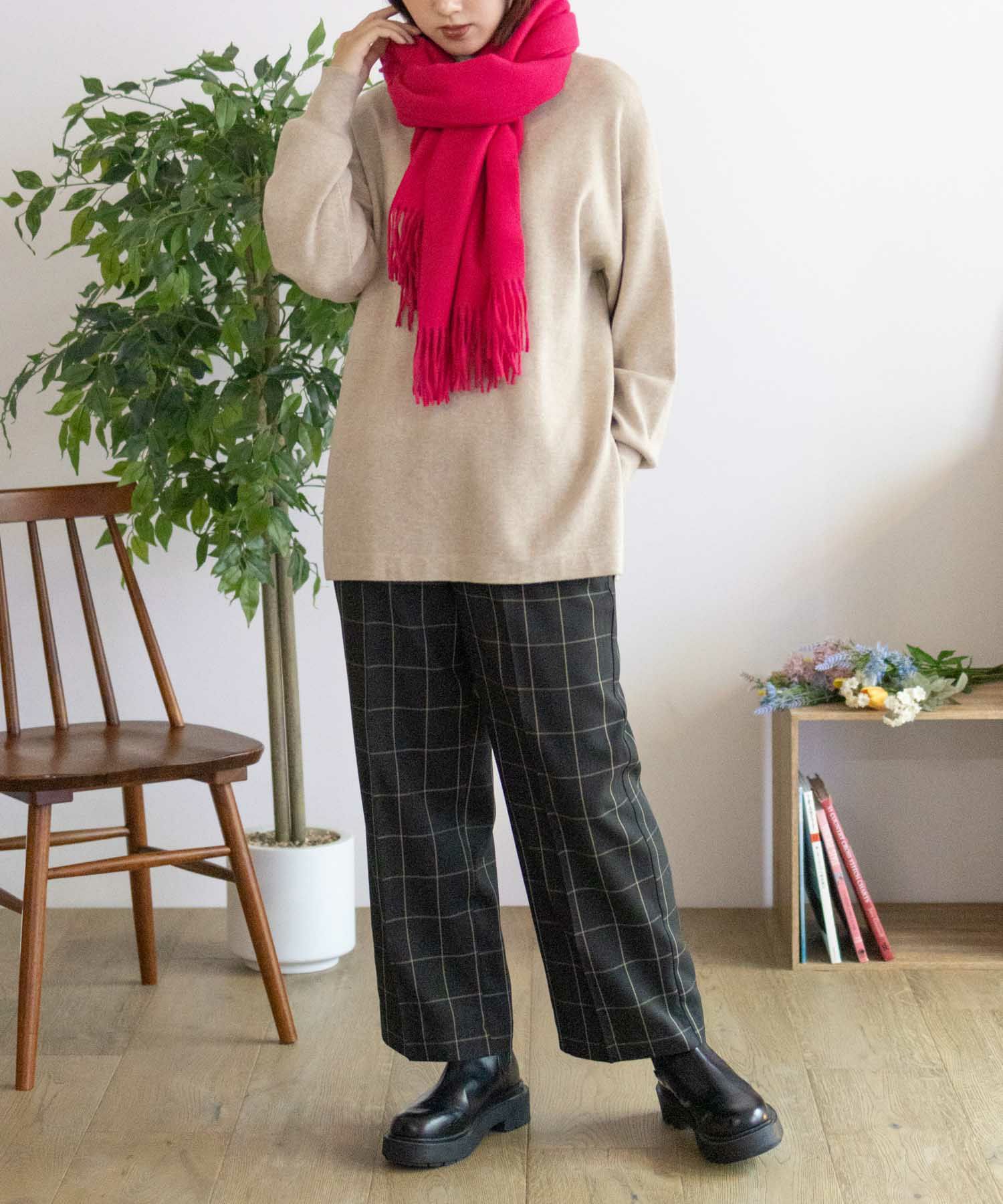 HusHusH チェックワイドパンツ レディース