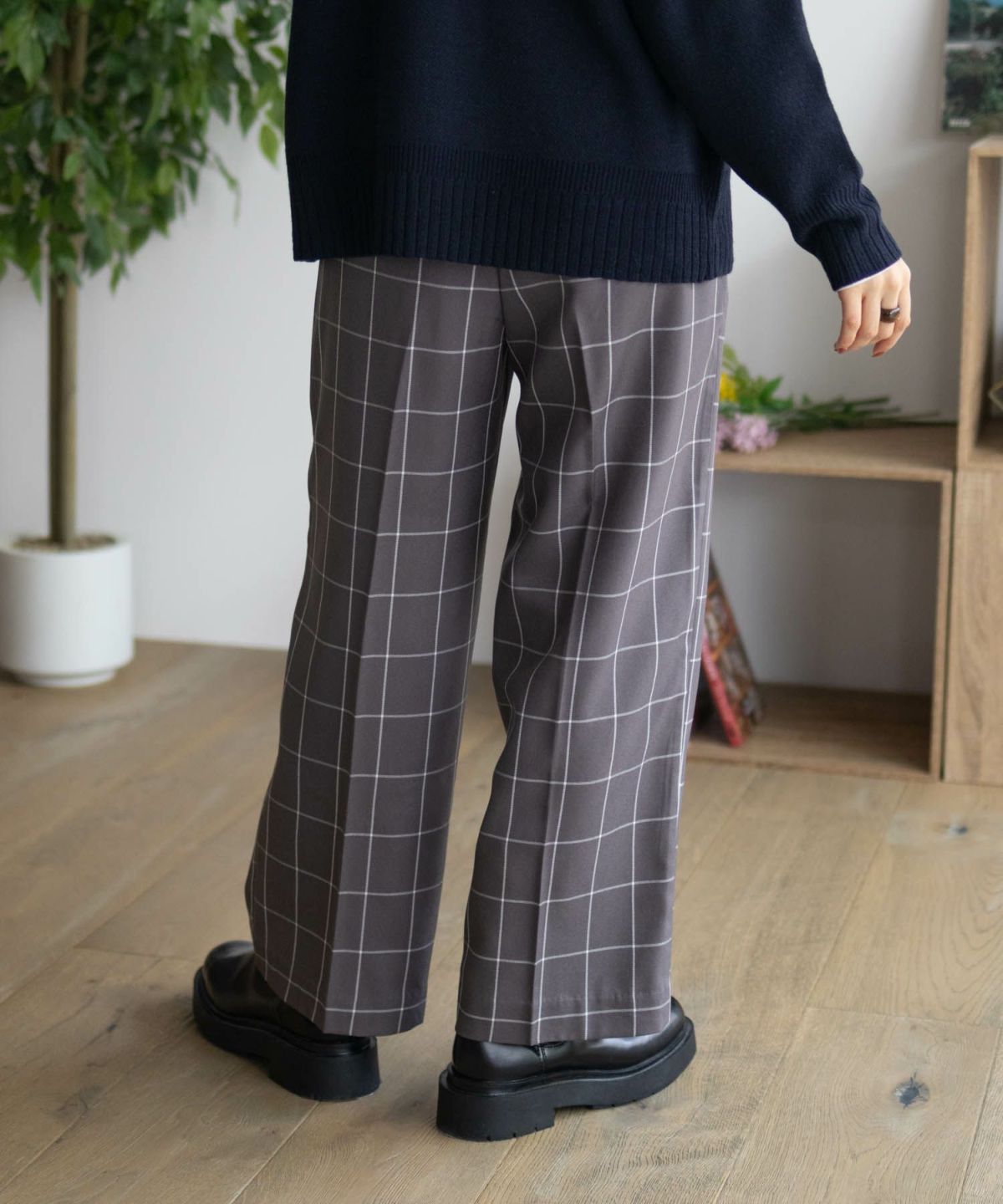 HusHusH チェックワイドパンツ レディース