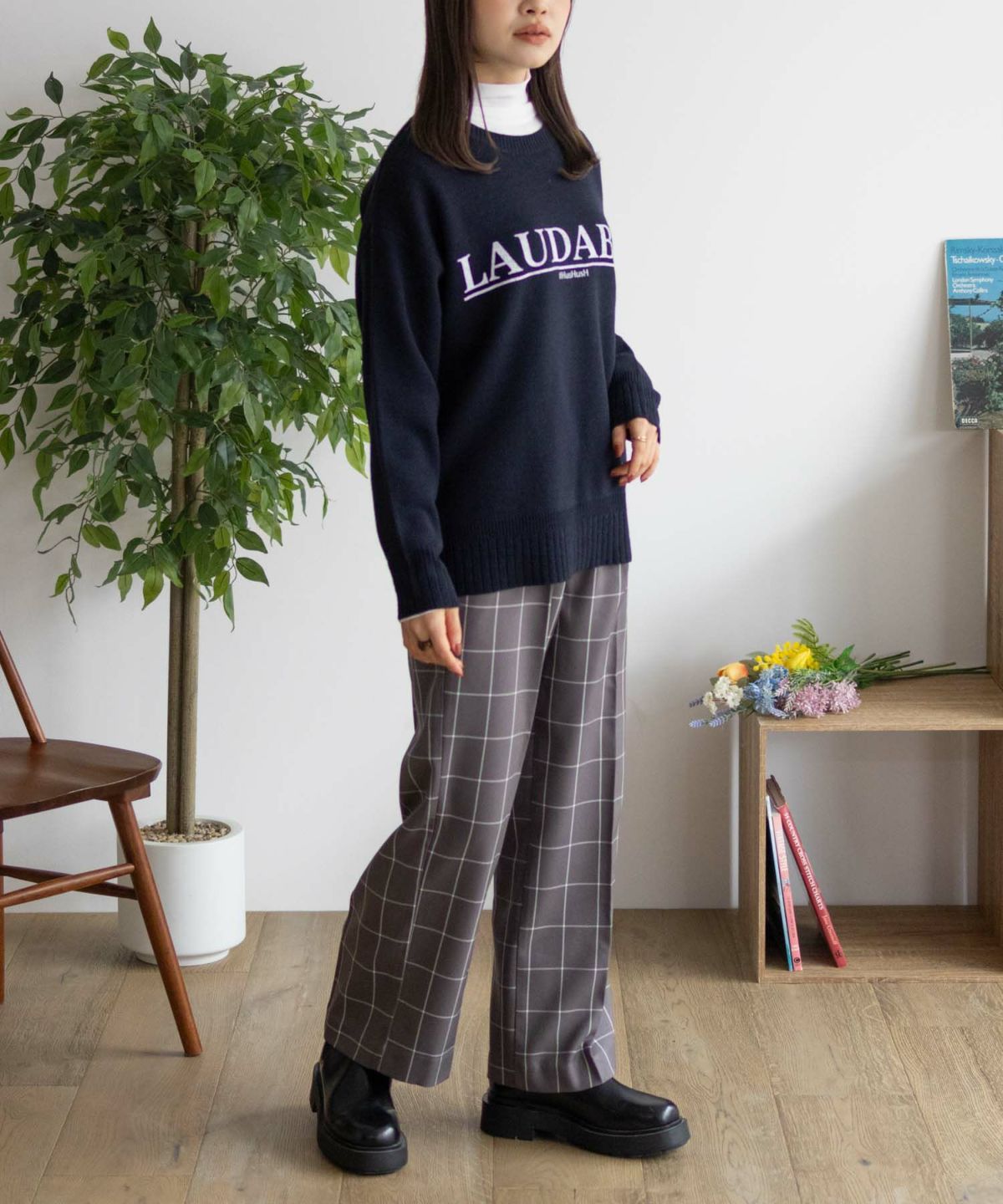 HusHusH チェックワイドパンツ レディース