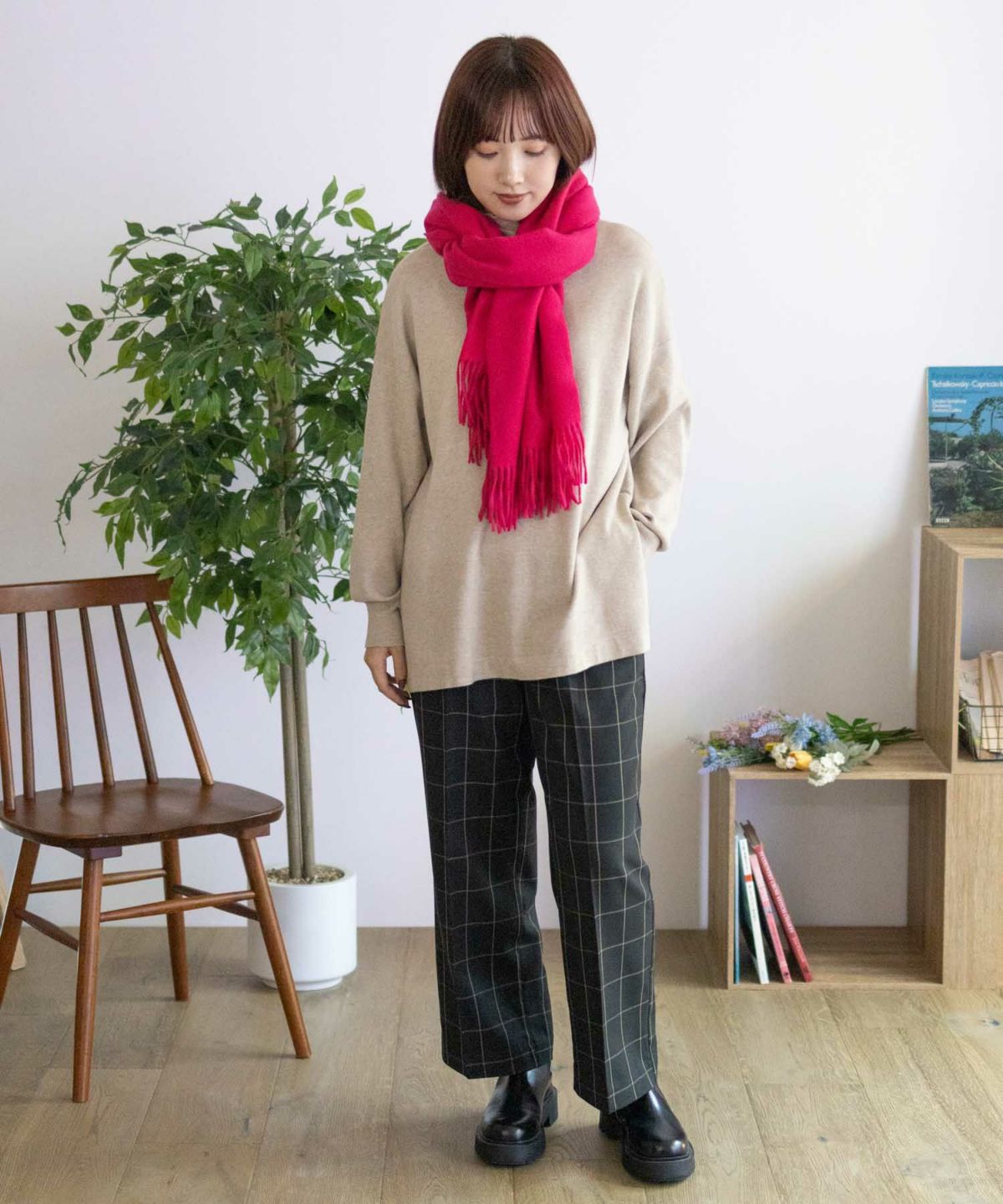 HusHusH チェックワイドパンツ レディース