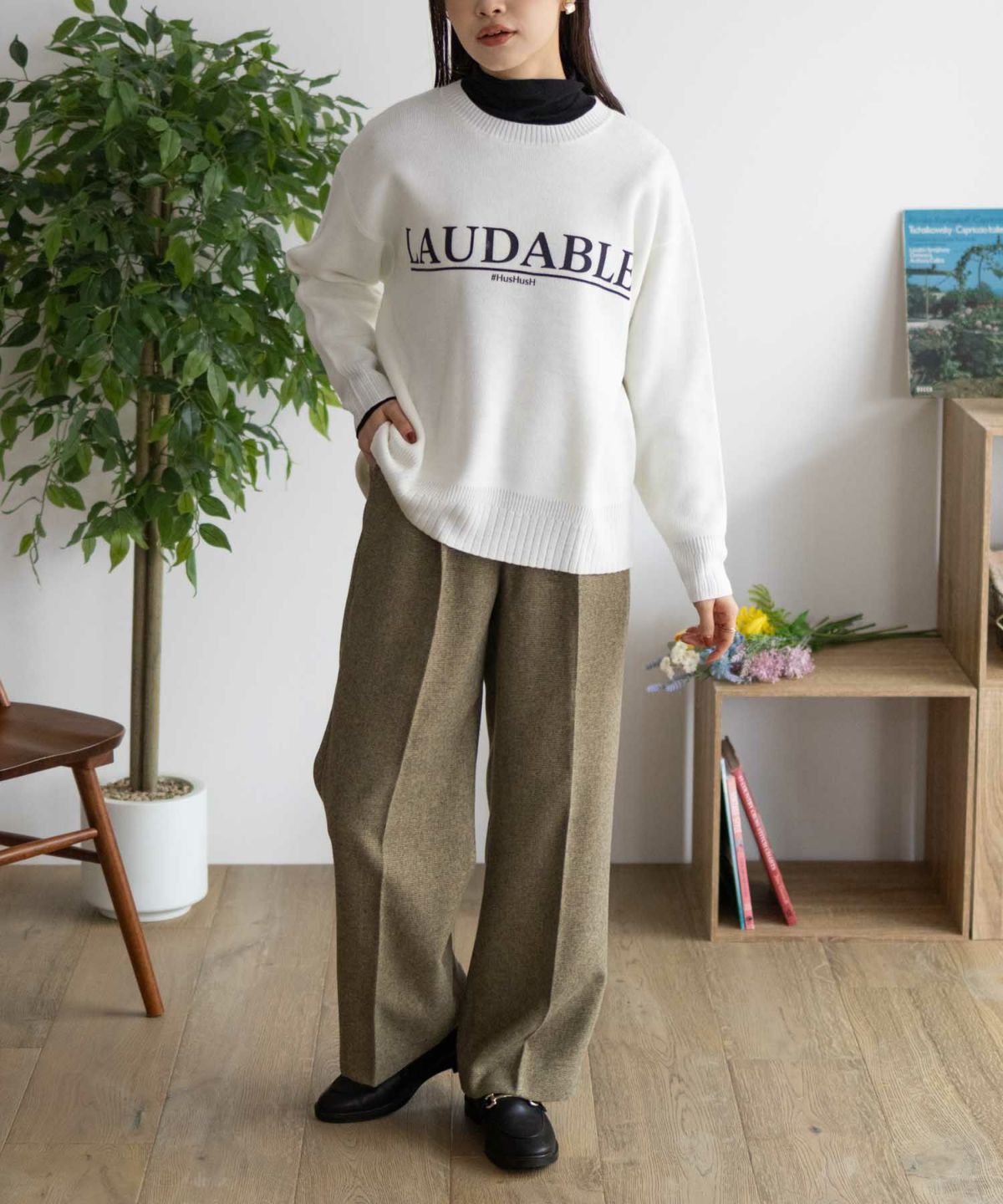 HusHusH タックセミワイドパンツ レディース