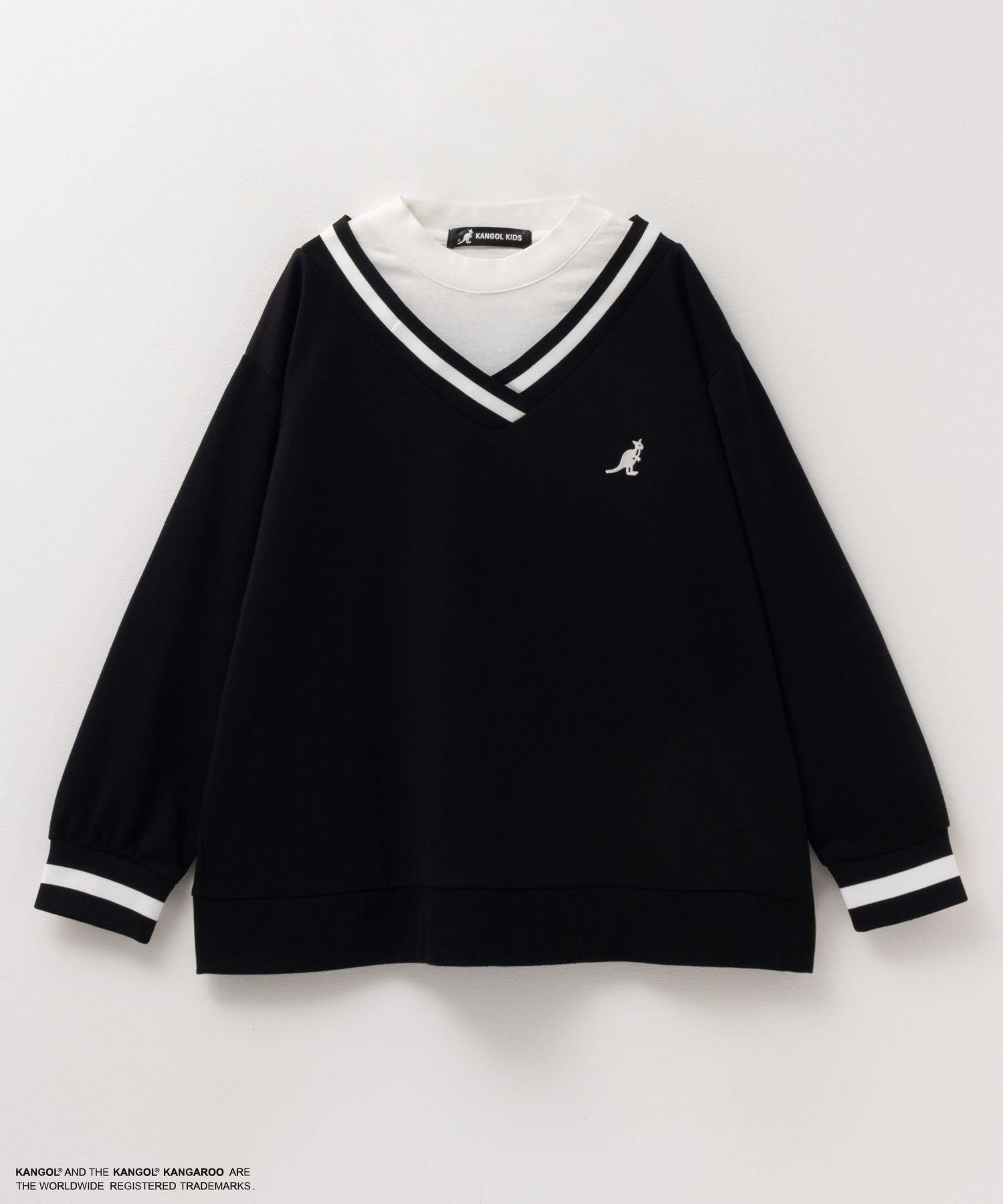 KANGOL ポンチ素材 フェイクレイヤードトレーナー キッズ