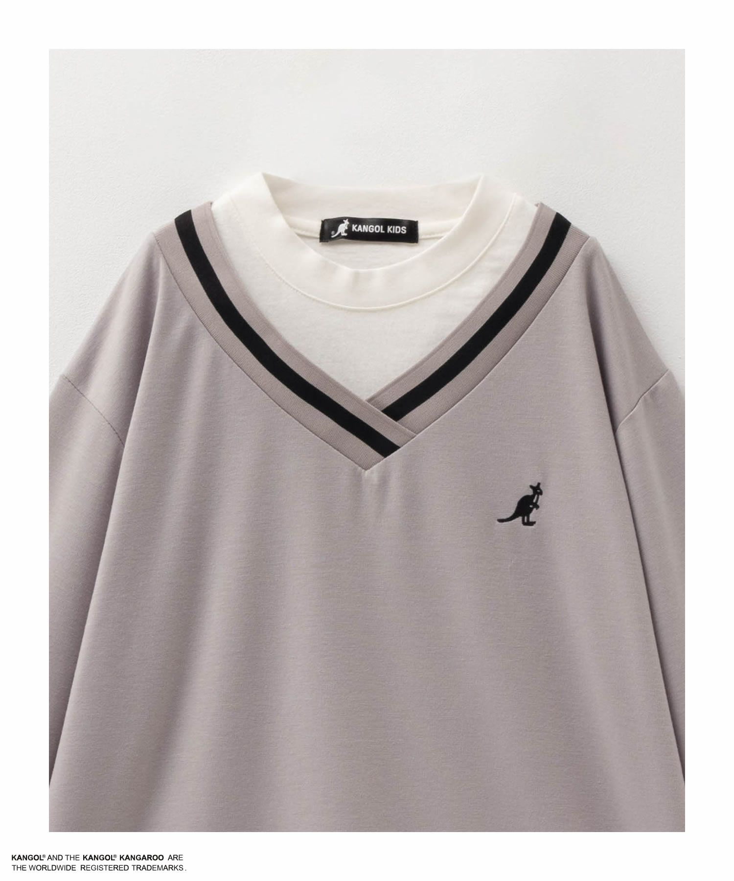 KANGOL ポンチ素材 フェイクレイヤードトレーナー キッズ