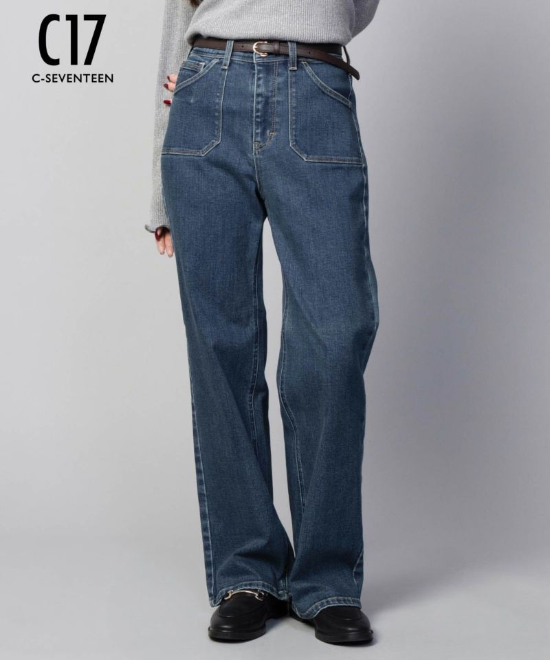 C17  ベイカーポケットワイドデニムパンツ レディース商品画像-1