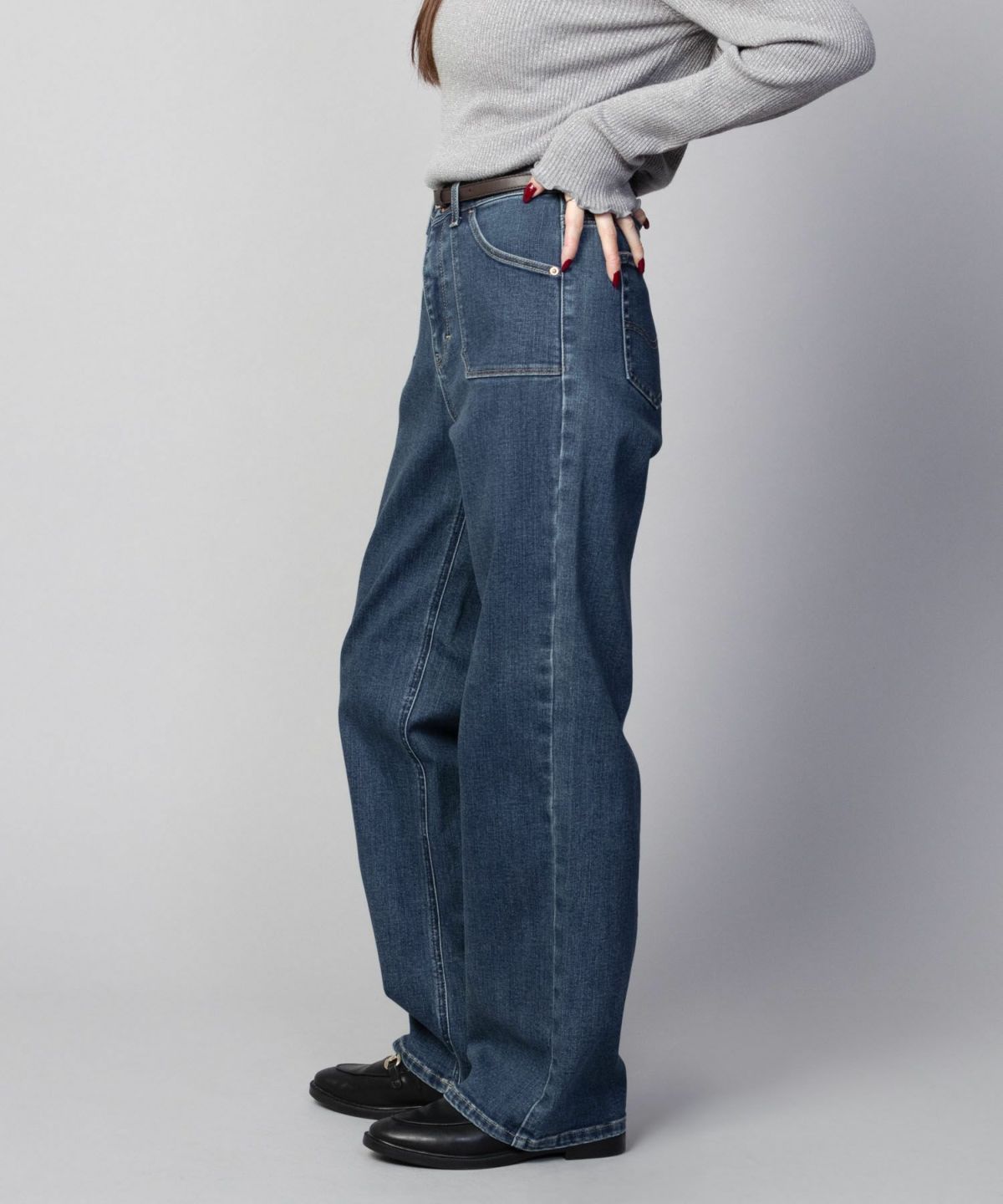 C17 ベイカーポケットワイドデニムパンツ レディース