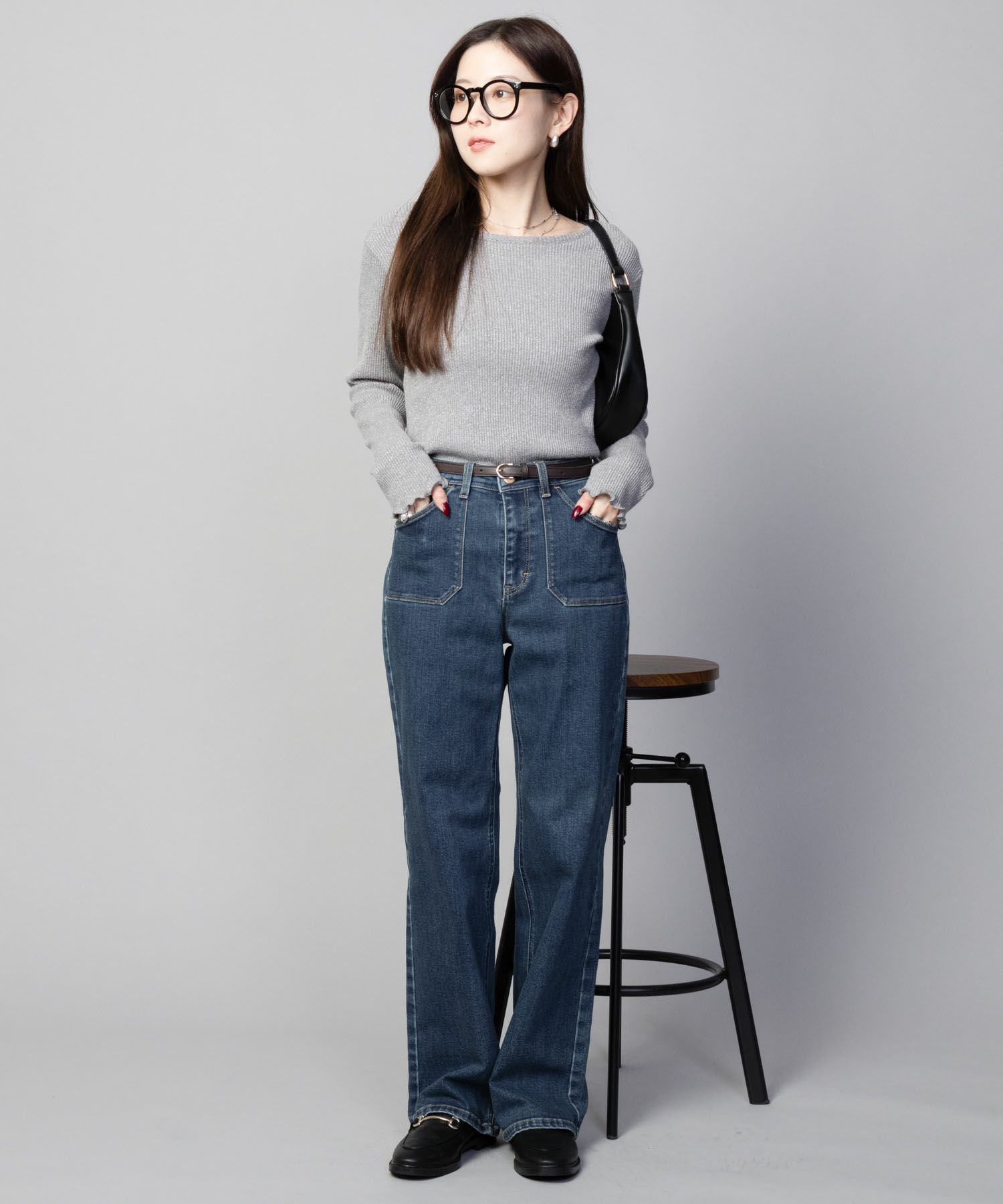 C17  ベイカーポケットワイドデニムパンツ レディース商品画像-15