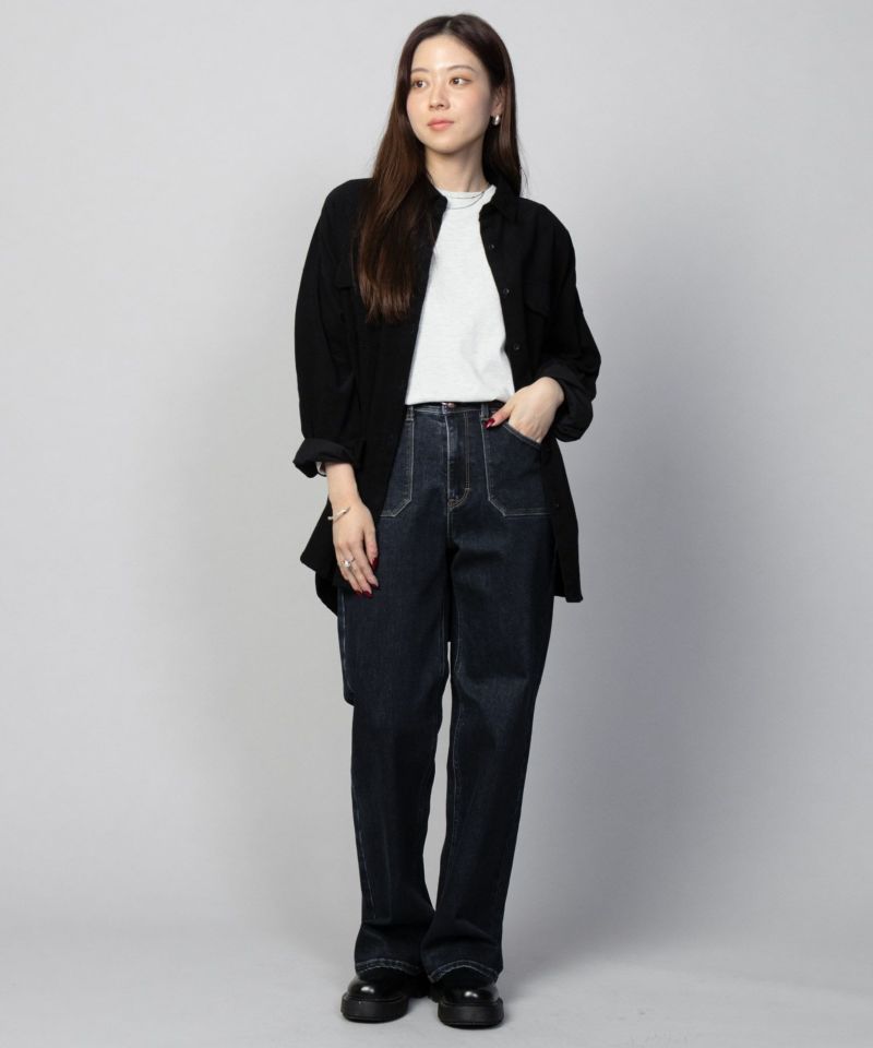 C17  ベイカーポケットワイドデニムパンツ レディース商品画像-15