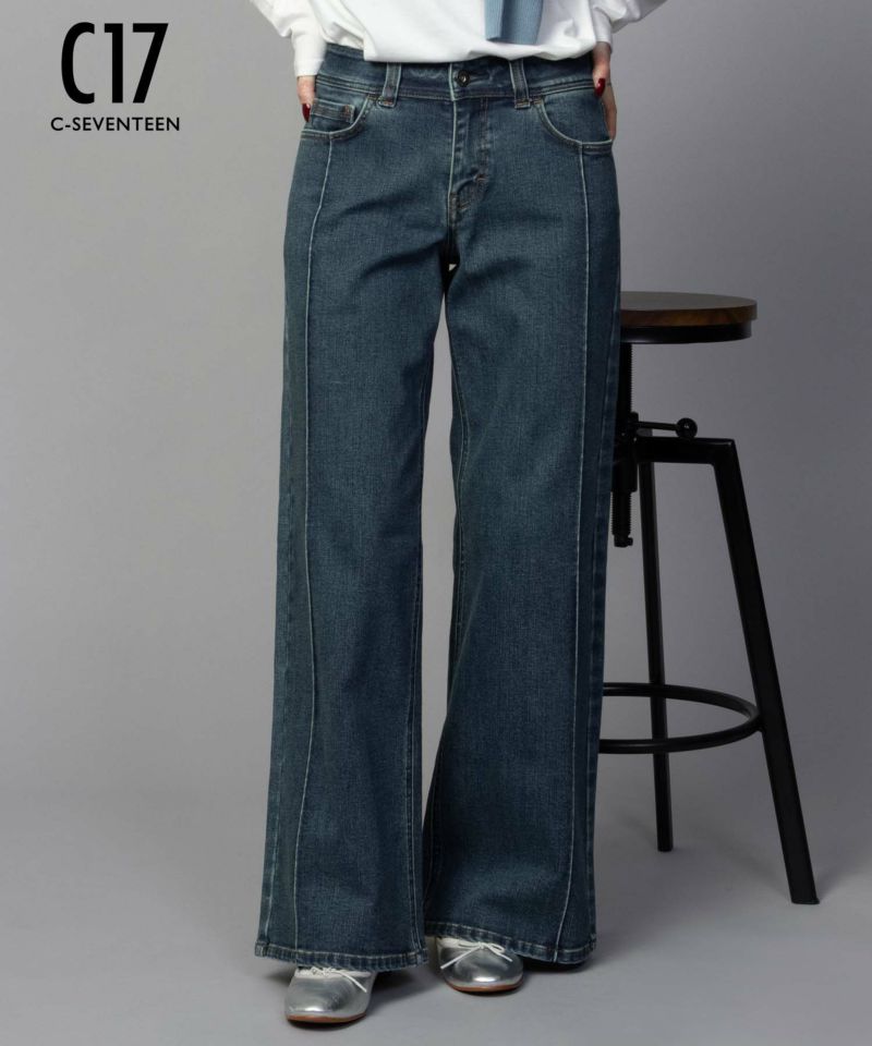 C17 タックワイドバギーデニムパンツ レディース商品画像-1