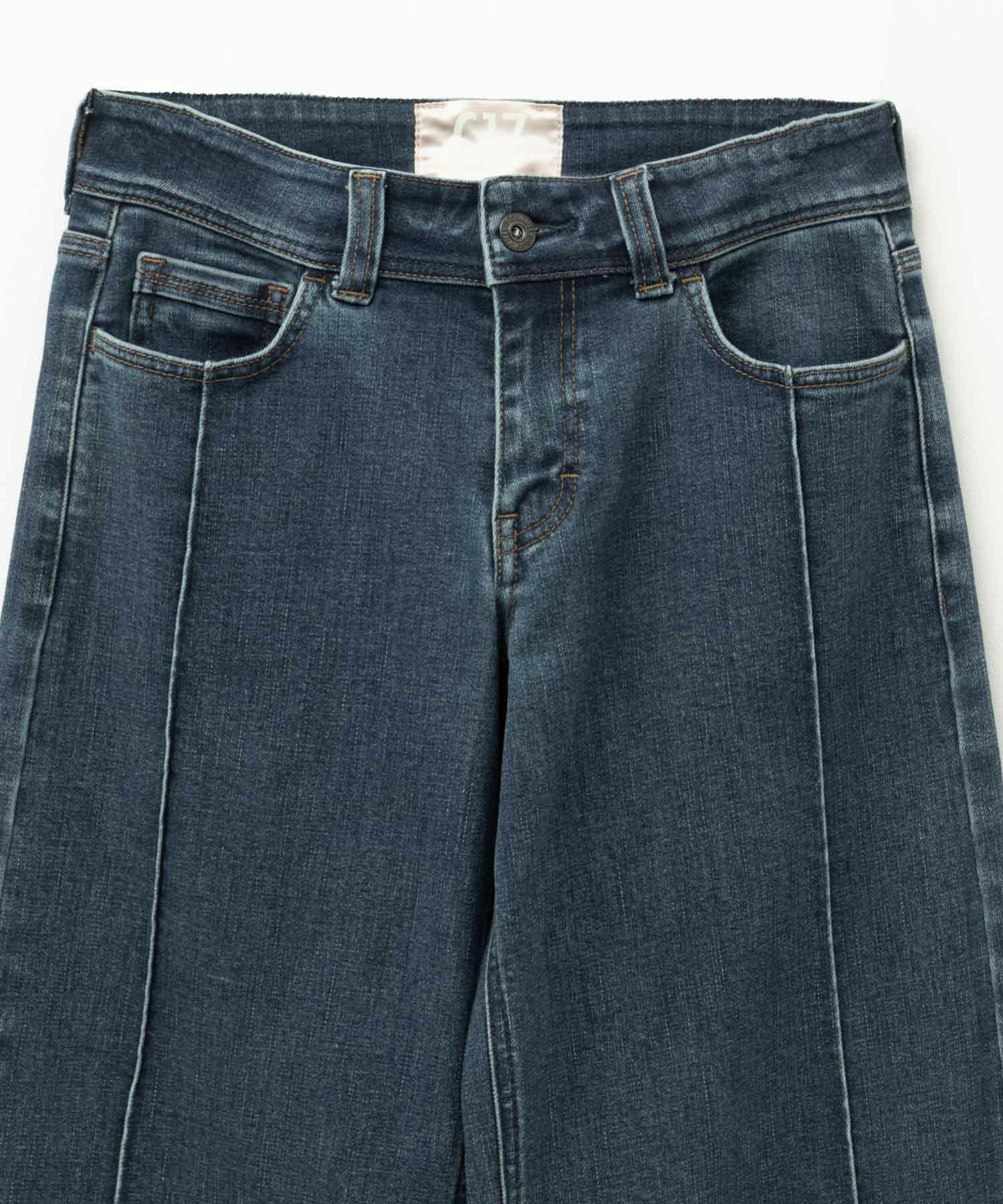 C17 タックワイドバギーデニムパンツ レディース