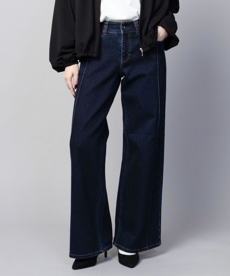 C17  タックワイドバギーデニムパンツ レディース商品画像-2