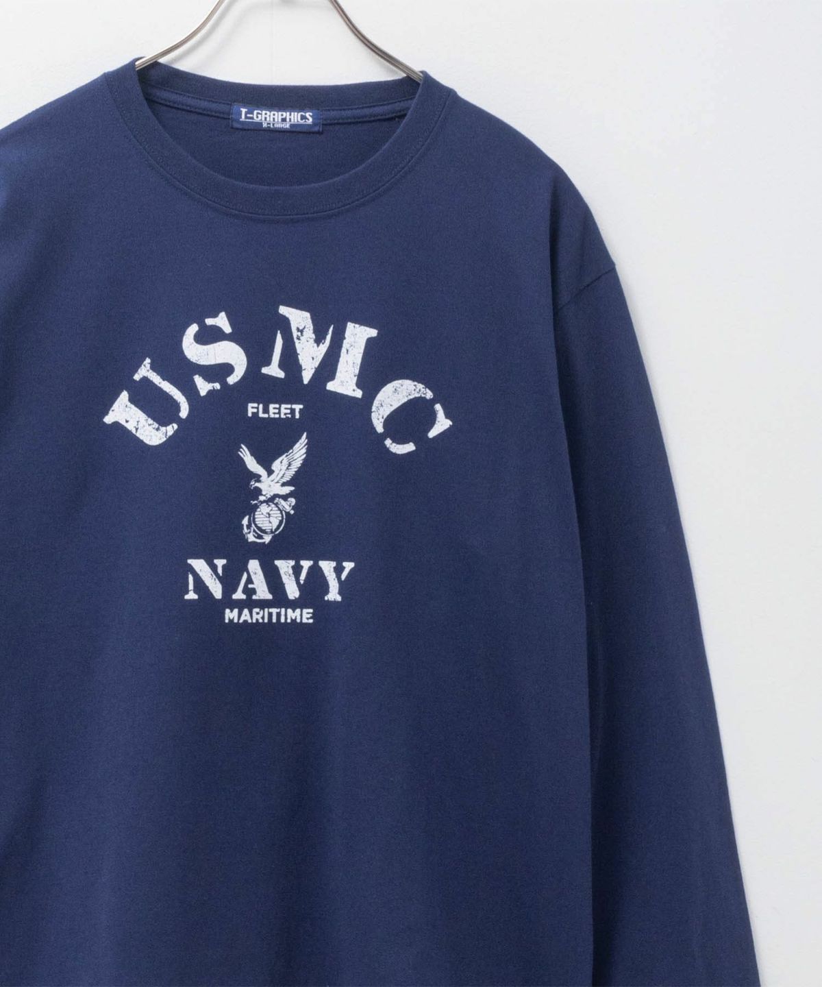 T-GRAPHICS ミリタリープリント長袖Tシャツ メンズ