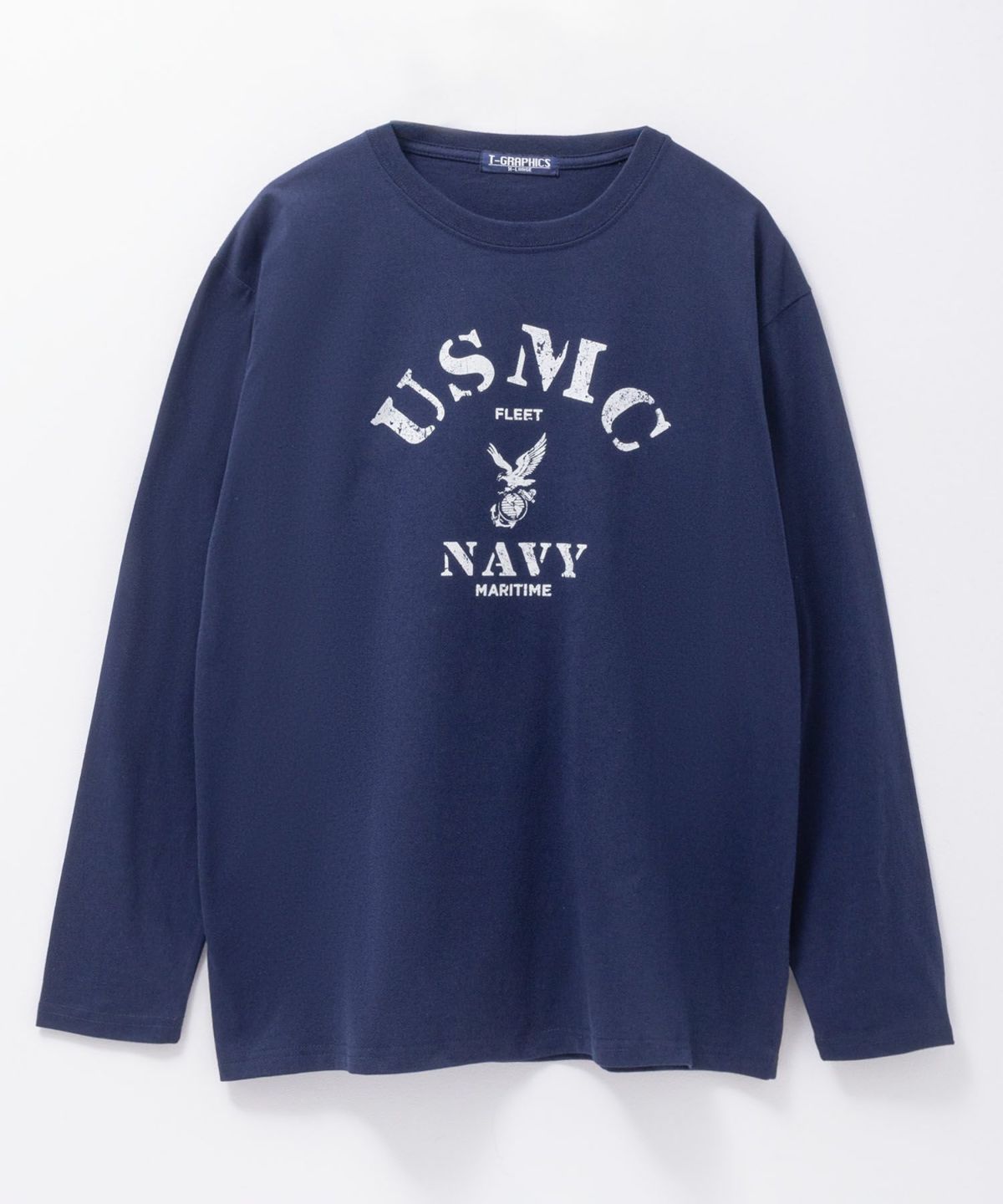 T-GRAPHICS ミリタリープリント長袖Tシャツ メンズ