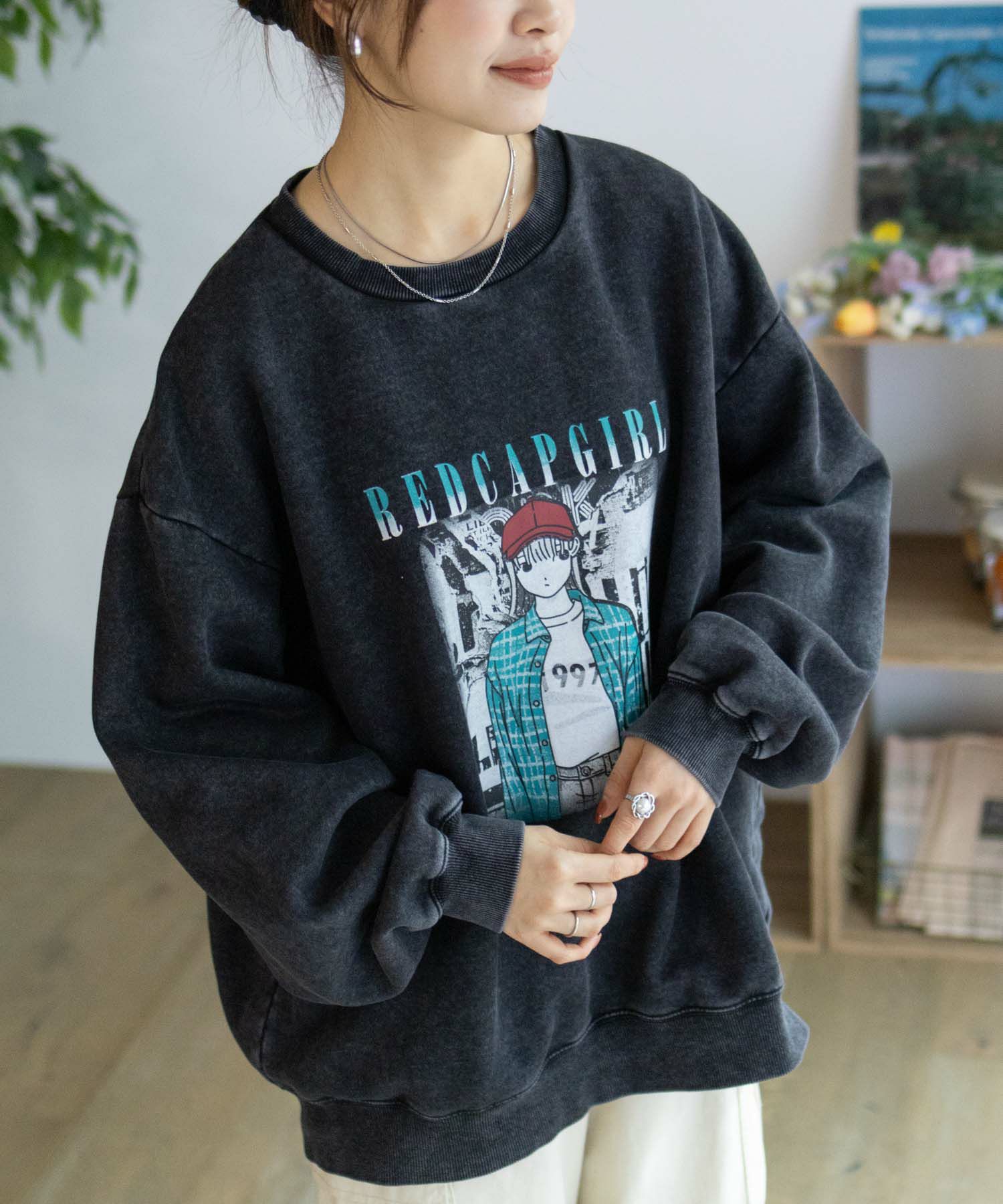 RED CAP GIRL  裏起毛スノーウォッシュクルーネックスウェット メンズ商品サムネイル-2