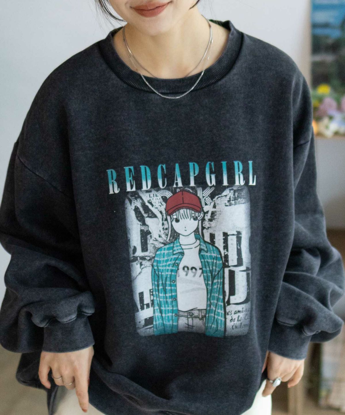 RED CAP GIRL 裏起毛スノーウォッシュクルーネックスウェット メンズ