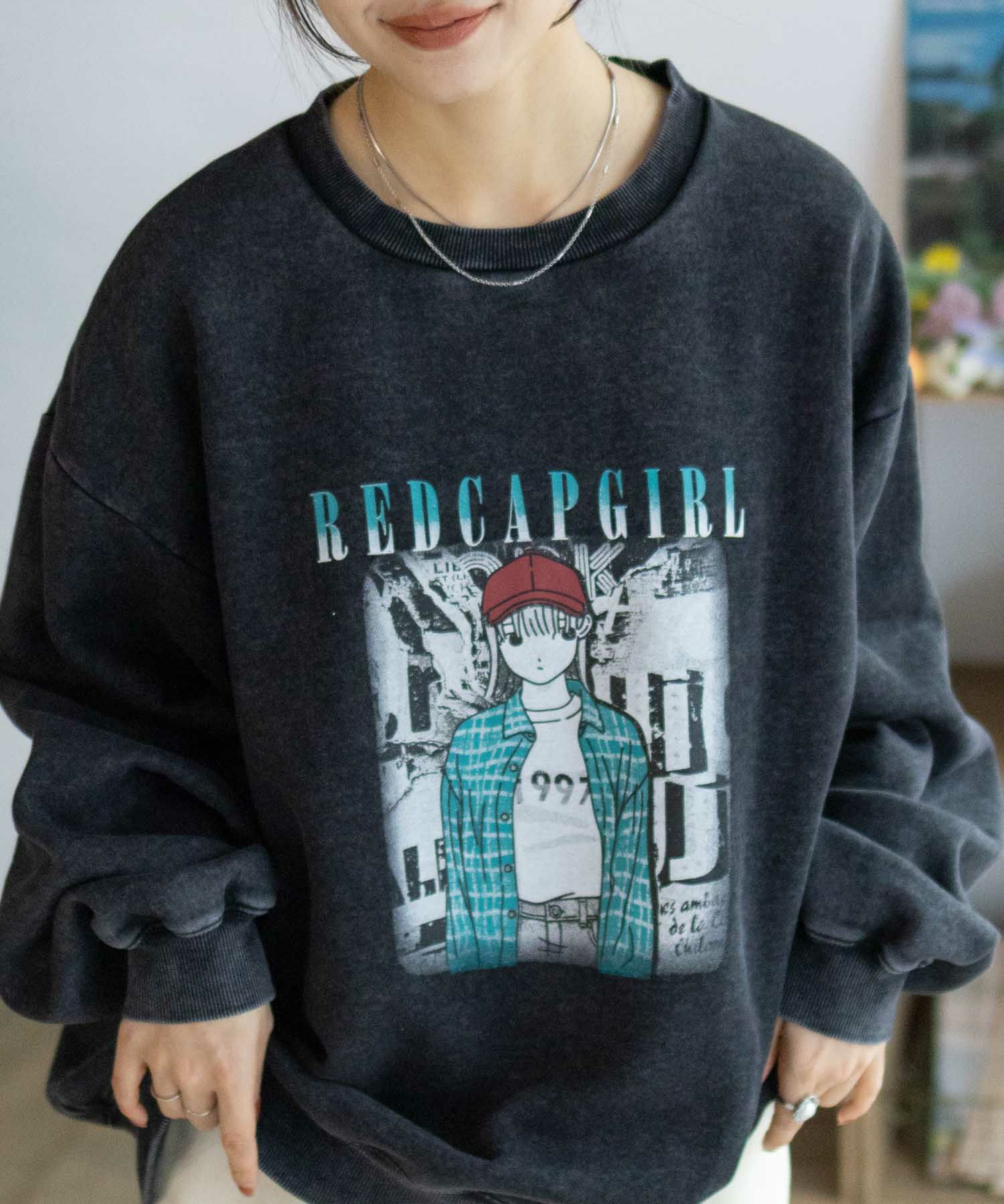 RED CAP GIRL  裏起毛スノーウォッシュクルーネックスウェット メンズ商品サムネイル-3