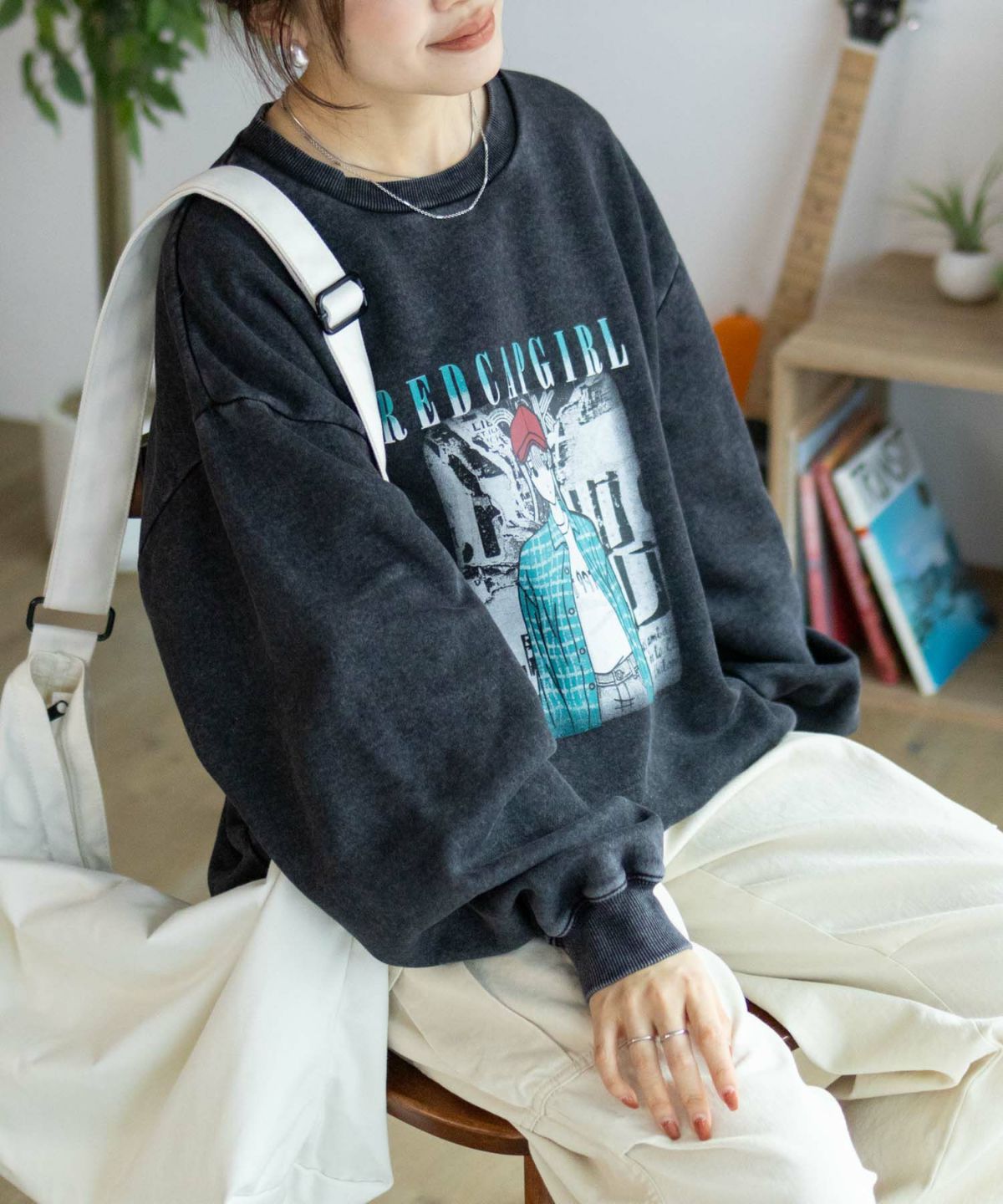 RED CAP GIRL 裏起毛スノーウォッシュクルーネックスウェット メンズ