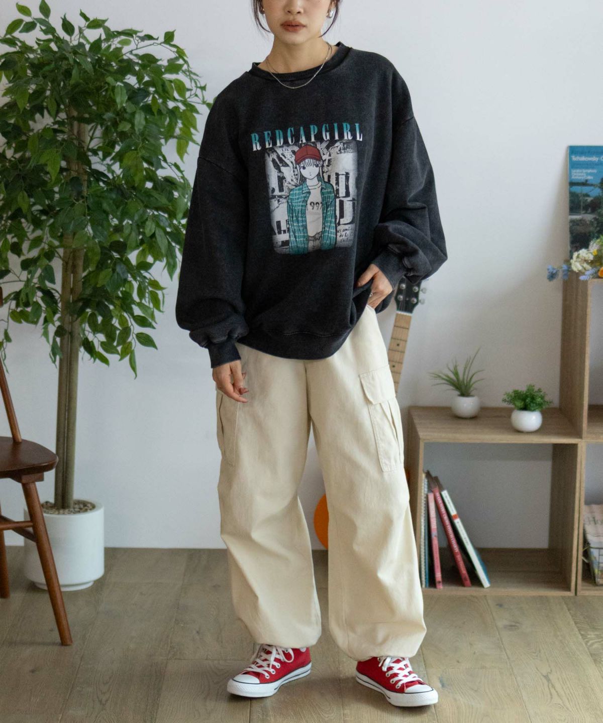 RED CAP GIRL 裏起毛スノーウォッシュクルーネックスウェット メンズ